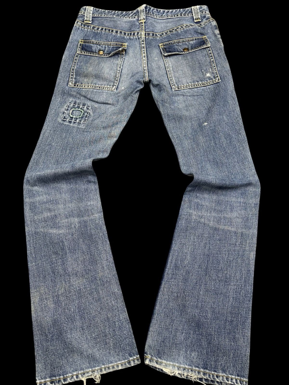 Japanese Brand 💥Crazy Work Flare💥Back Number Sashiko Patchwork Denim F849 Size US 30 / EU 46 - 2 Thumbnail