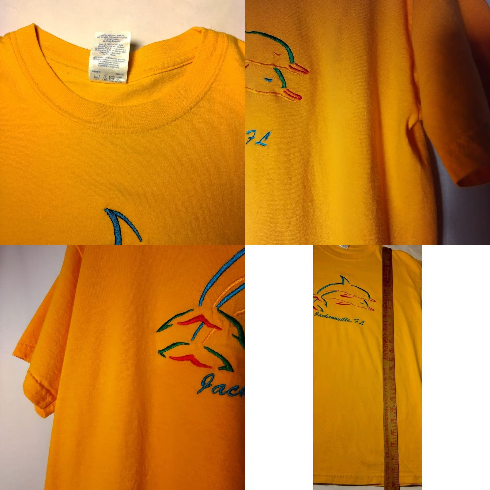 Gildan Gildan Shirt Men Medium Yellow Jacksonville Florida Dolphins Ocean Beach FL Rainbow Gold Size US M / EU 48-50 / 2 - 8 Thumbnail