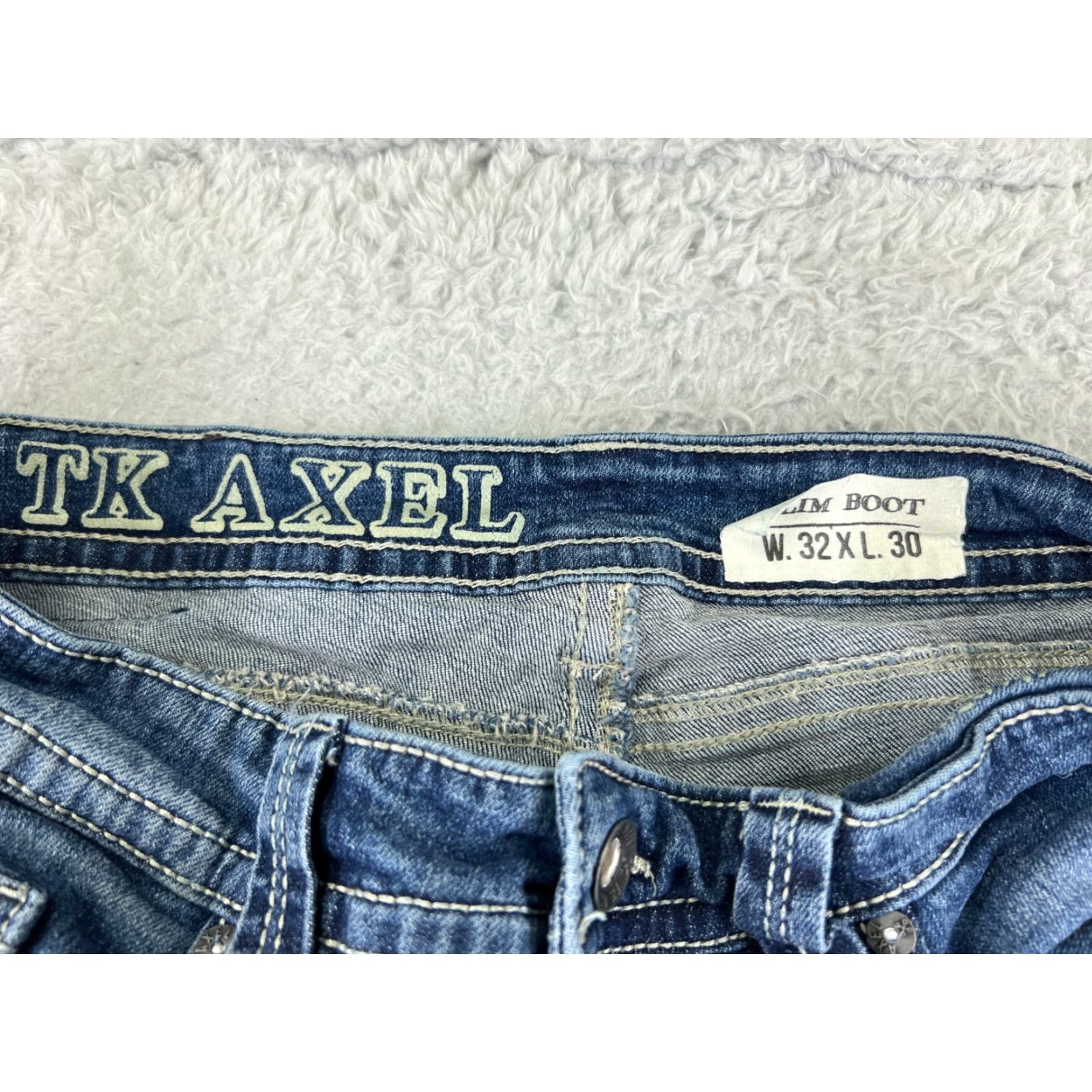 Vintage TK Axel Jeans Men 36 Blue Denim Cotton Blend Embroidered 5-Pocket Design Straight Relaxed 36x32 Size US 36 / EU 52 - 6 Thumbnail
