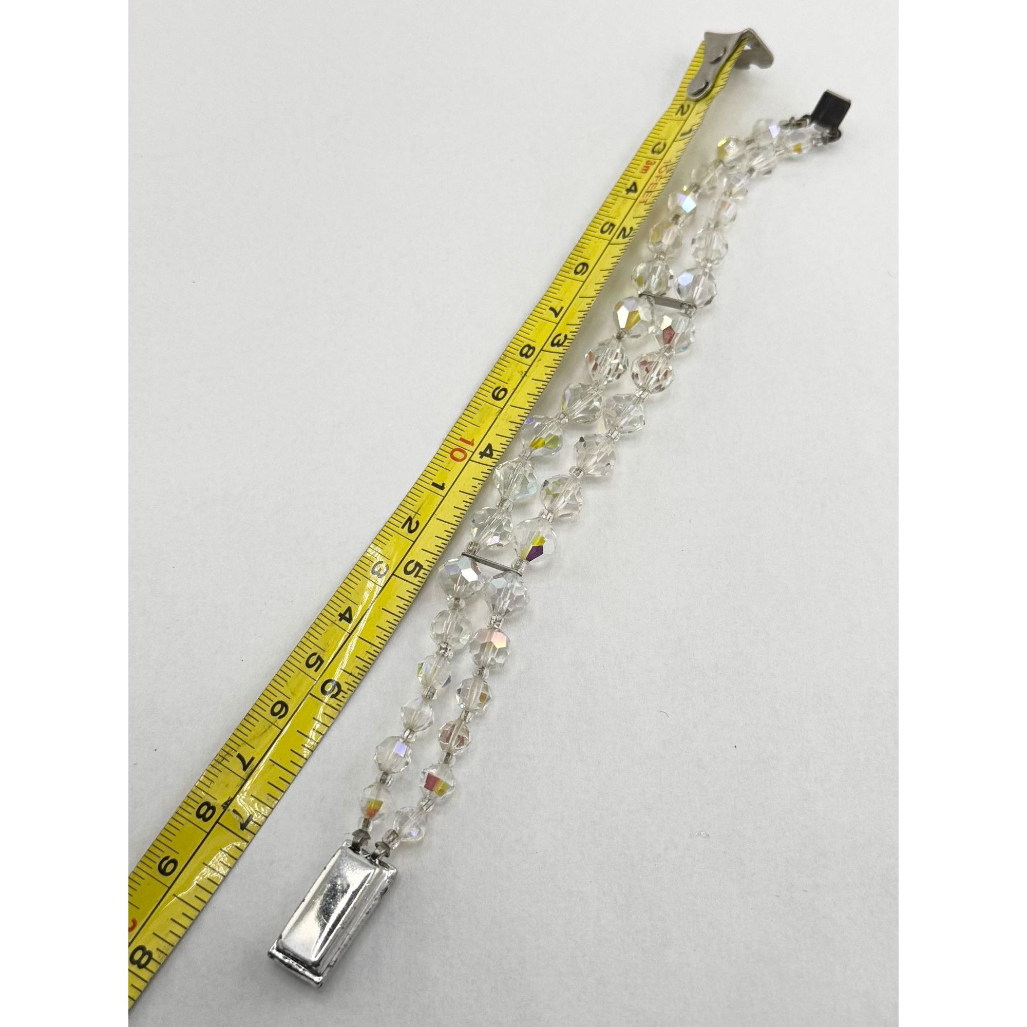 Vintage Vintage estate rhinestone AB crystal double strand Bracelet Size ONE SIZE - 4 Thumbnail