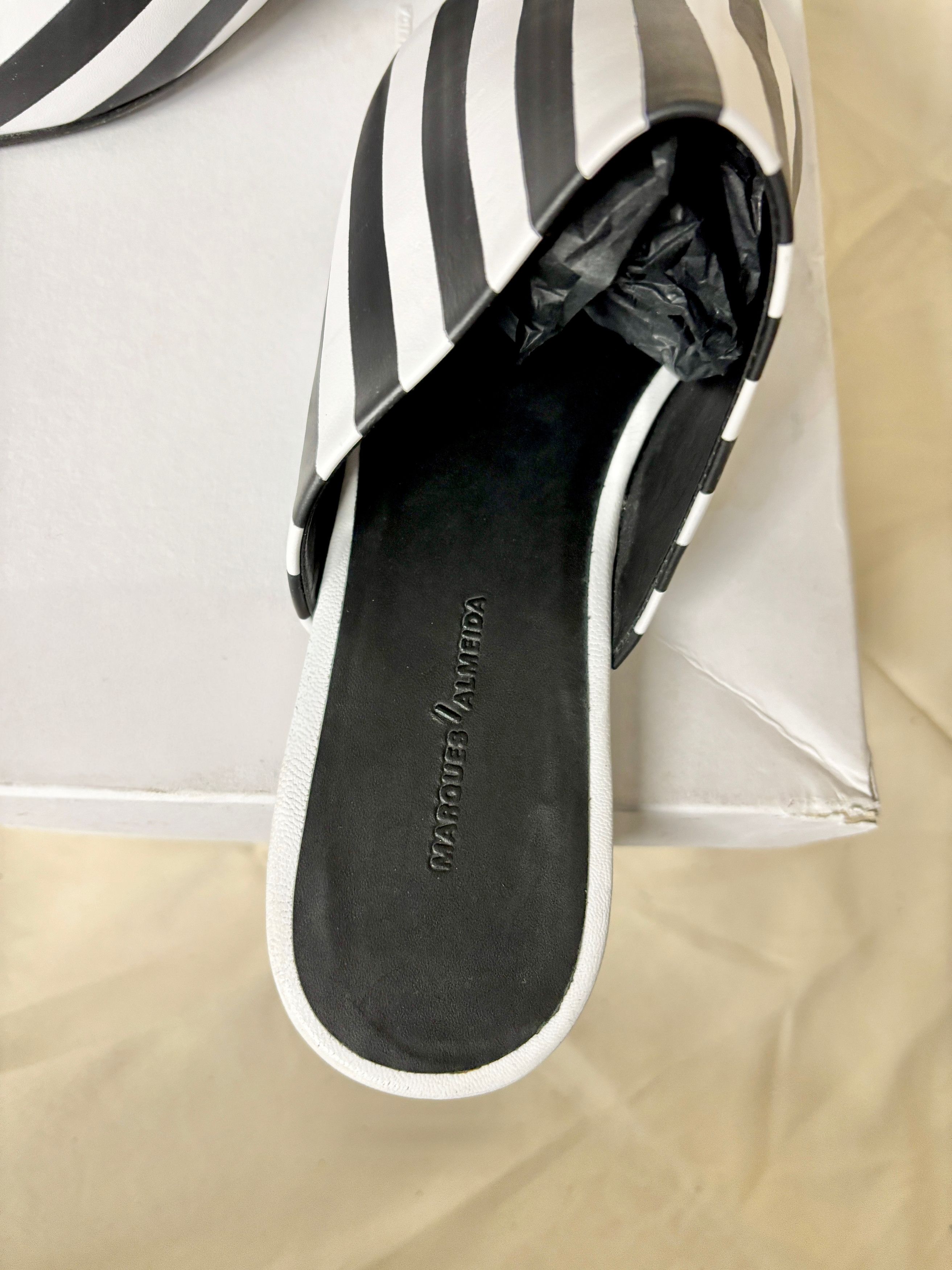 Marques'Almeida Marques Almeida BW Stripe Mules - NEW, Runway A/W17 Size US 10 / IT 40 - 7 Thumbnail