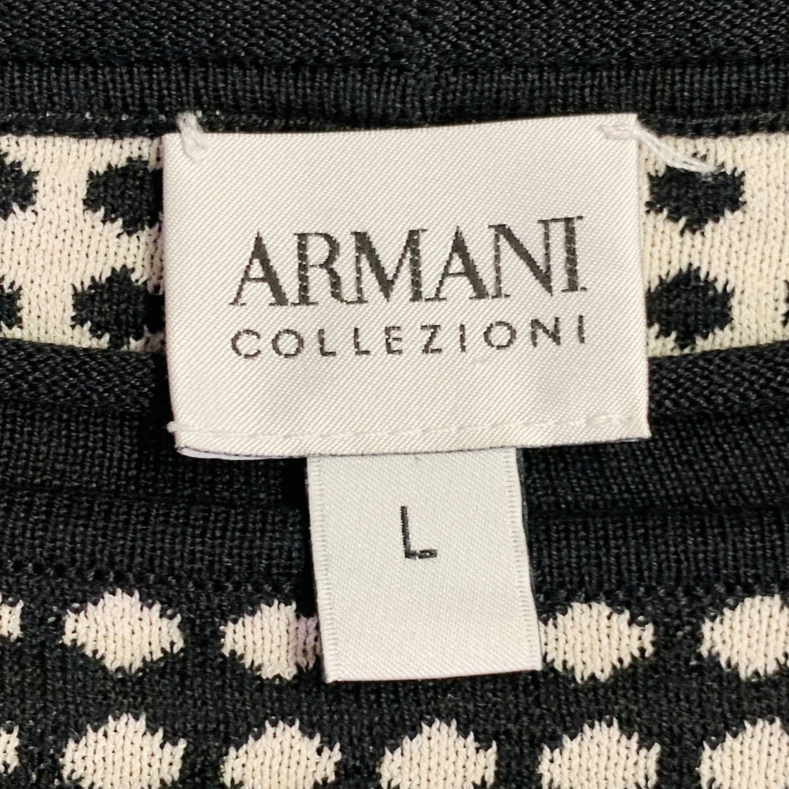 Armani Collezioni Size L Black White Geometric Dots Silk Blend Crew Size US L / EU 52-54 / 3 - 7 Thumbnail