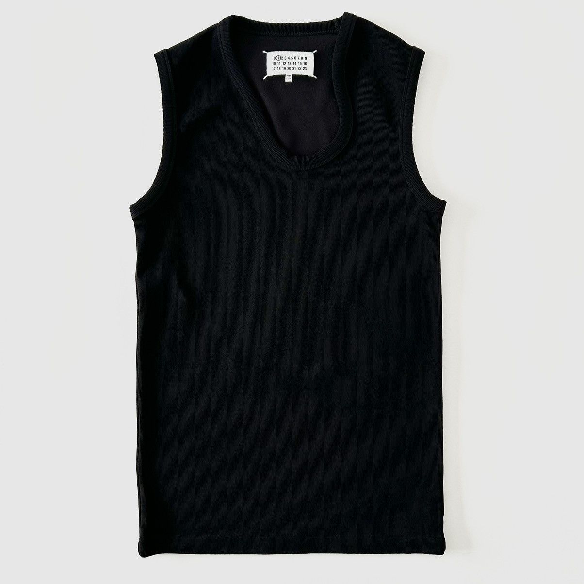 Image of Archival Clothing Maison Margiela Asymmetric Collar Ribbed Tank Top in Black, Men's (Size Small)