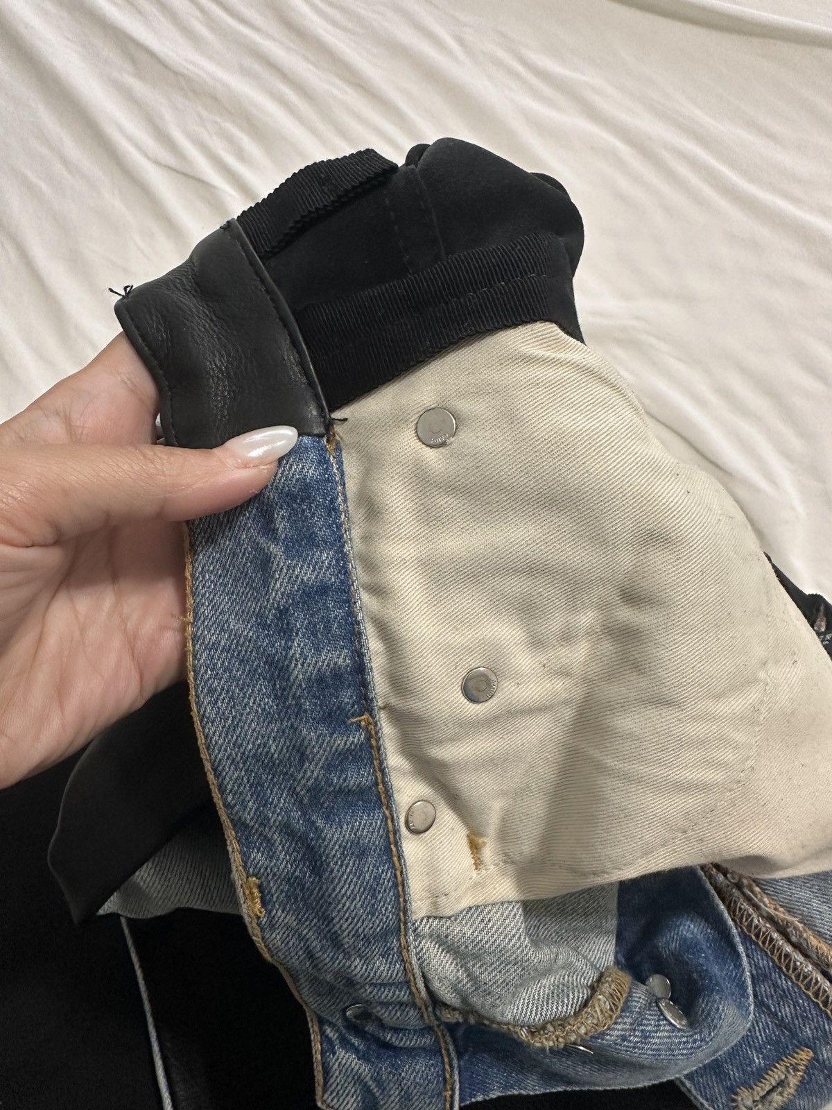 Amiri NWT AMIRI Combo/Panelled Straight-leg Leather Jeans/size 25 Size 25" / US 0 / IT 36 - 13 Thumbnail