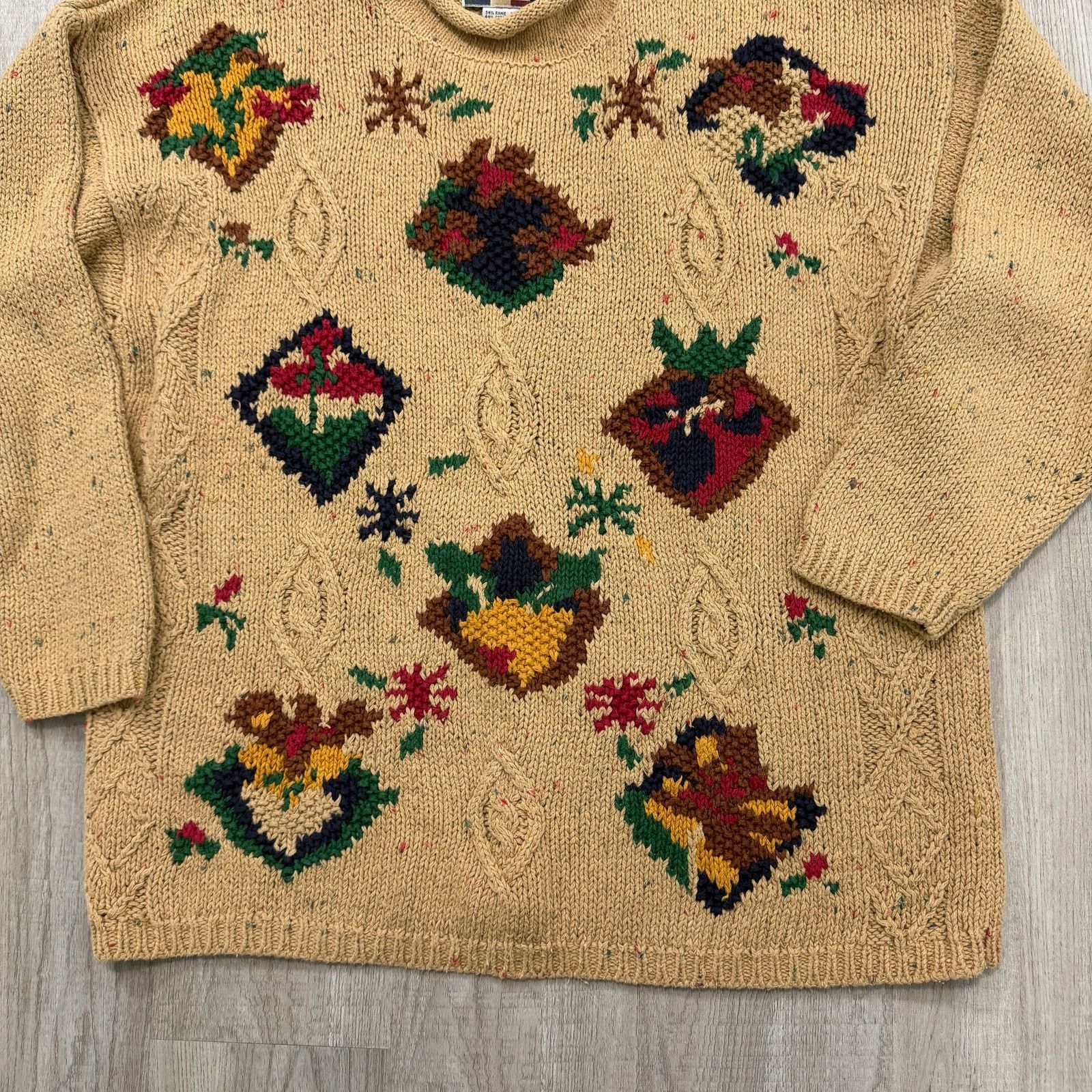 Vintage Vintage Gina Peters Roll Neck Sweater Women's Large Floral Size L / US 10 / IT 46 - 2 Thumbnail