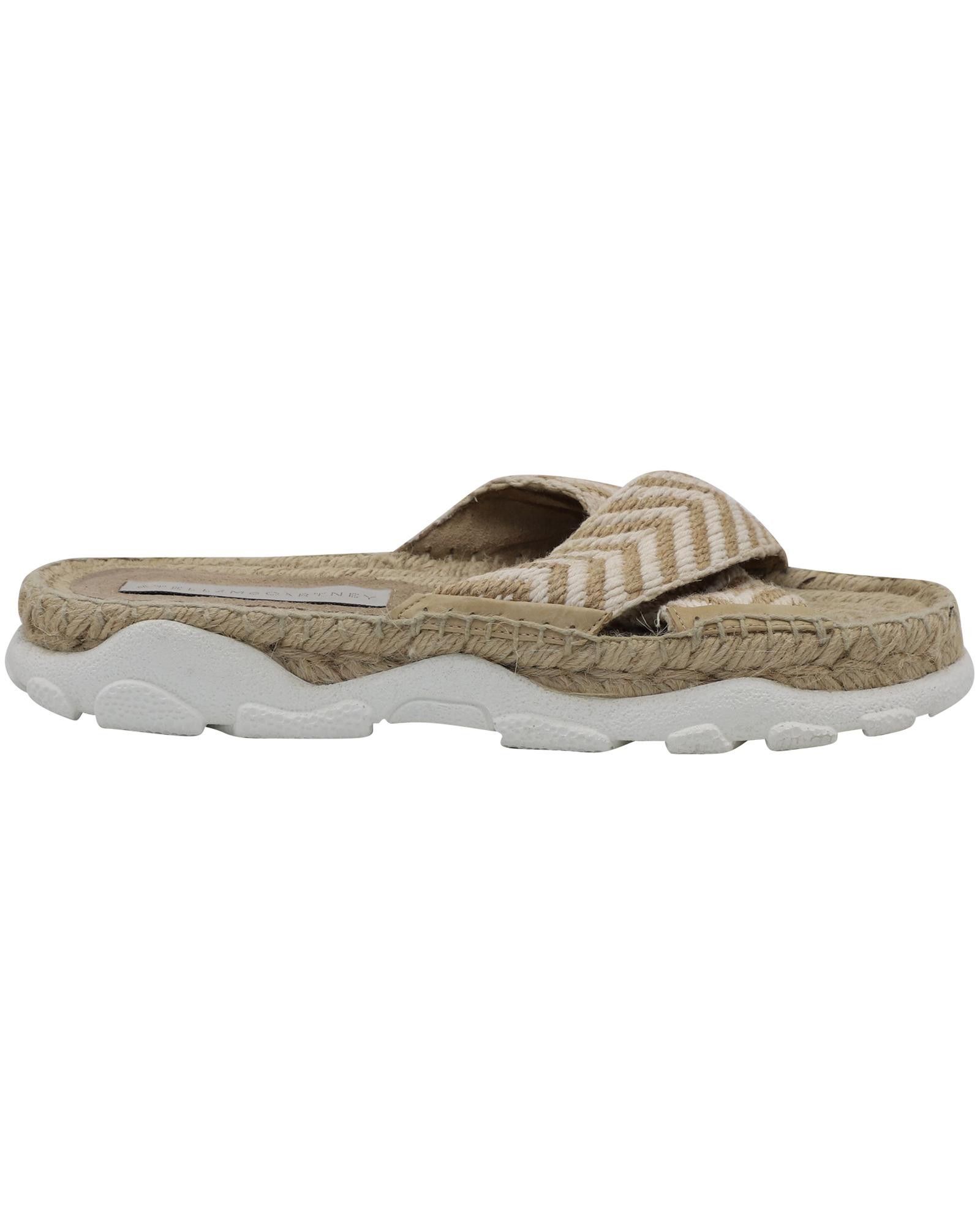 image of Stella Mccartney Woven-Rope Espadrille Slides With Chunky White Sole in Beige, Women's (Size 8)