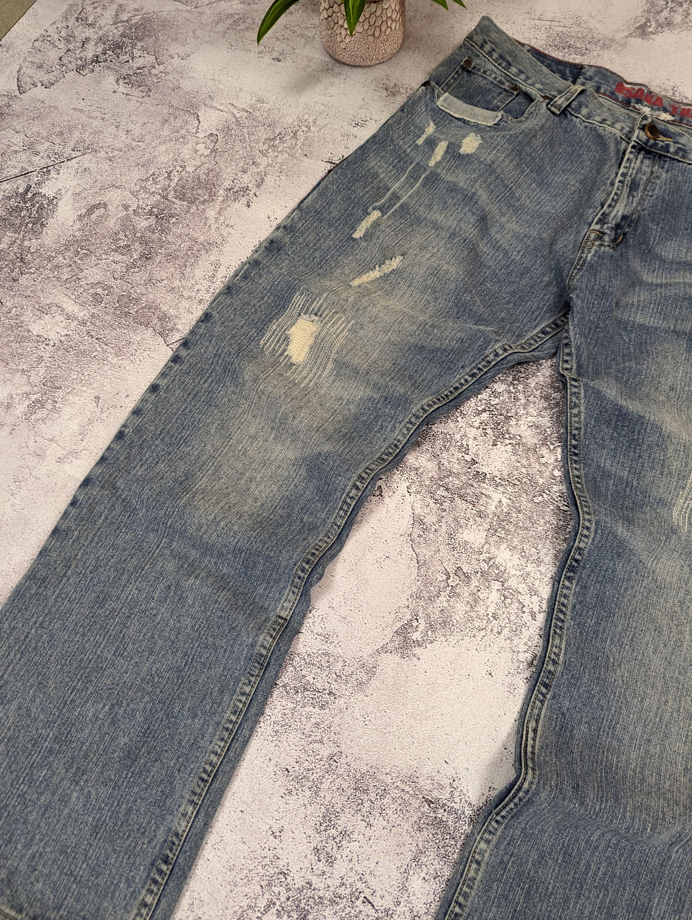 Japanese Brand Osaka Tiger Japanese Distressed Light Blue Jeans Mens Sz 38R Size US 38 / EU 54 - 17 Thumbnail