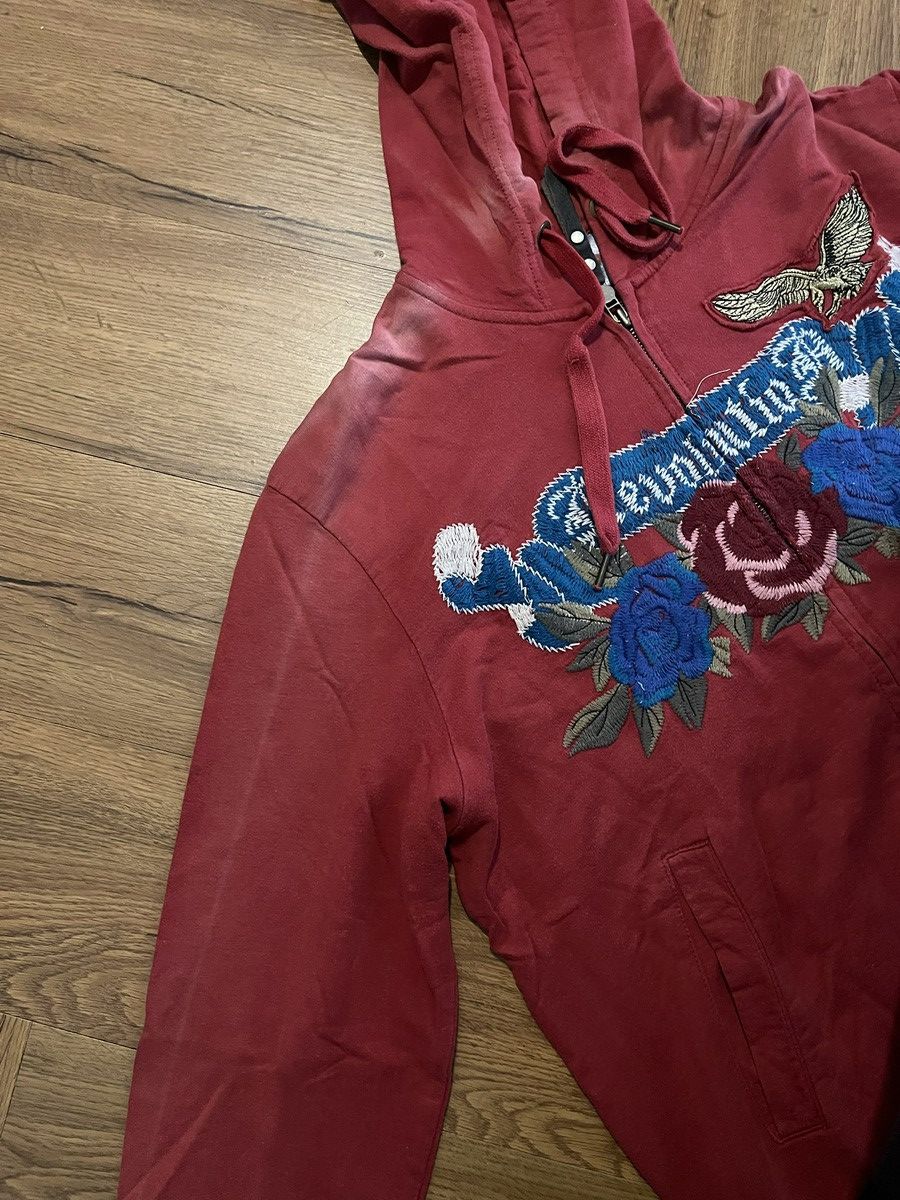 Vivienne Westwood Red Embroidered Zip Hoodie – Y2K Gothic Rose Graphic Size US XL / EU 56 / 4 - 3 Thumbnail