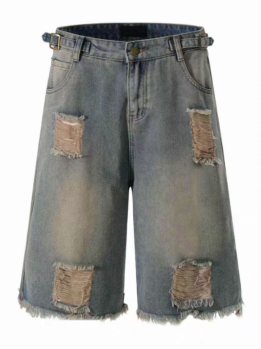 Japanese Brand × Vintage Vintage ripped raw edge washed baggy denim shorts Size US 34 / EU 50 - 5 Thumbnail