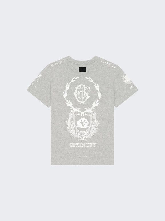 Givenchy o1mle0326 Graphic Crest Tee Shirt in Gray Size US XXL / EU 58 / 5 - 1 Thumbnail