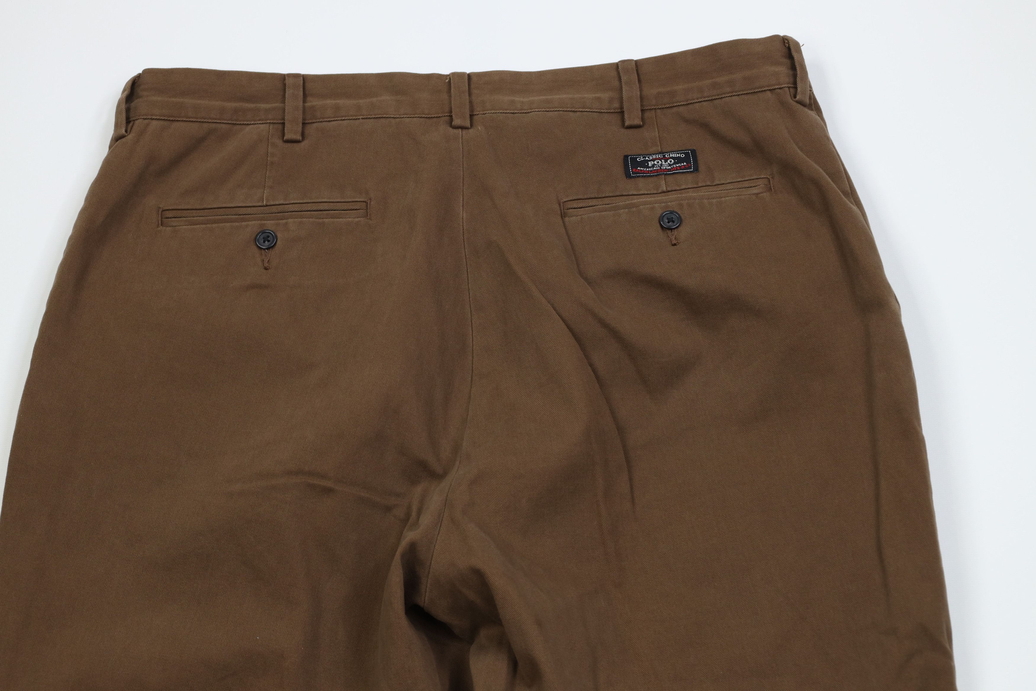 Ralph Lauren Vintage 90s Ralph Lauren Wide Leg Chino Pants Brown Cotton Size US 36 / EU 52 - 11 Thumbnail