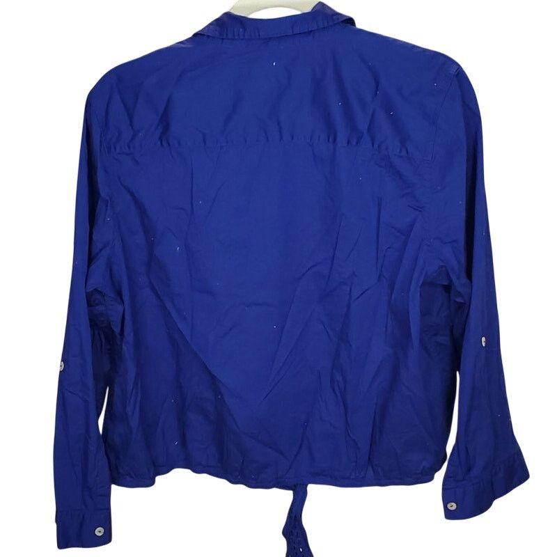 Chicos Chico's Blue Tie-Front Button-Up Shirt Long Sleeve Size 3 Size L / US 10 / IT 46 - 2 Thumbnail