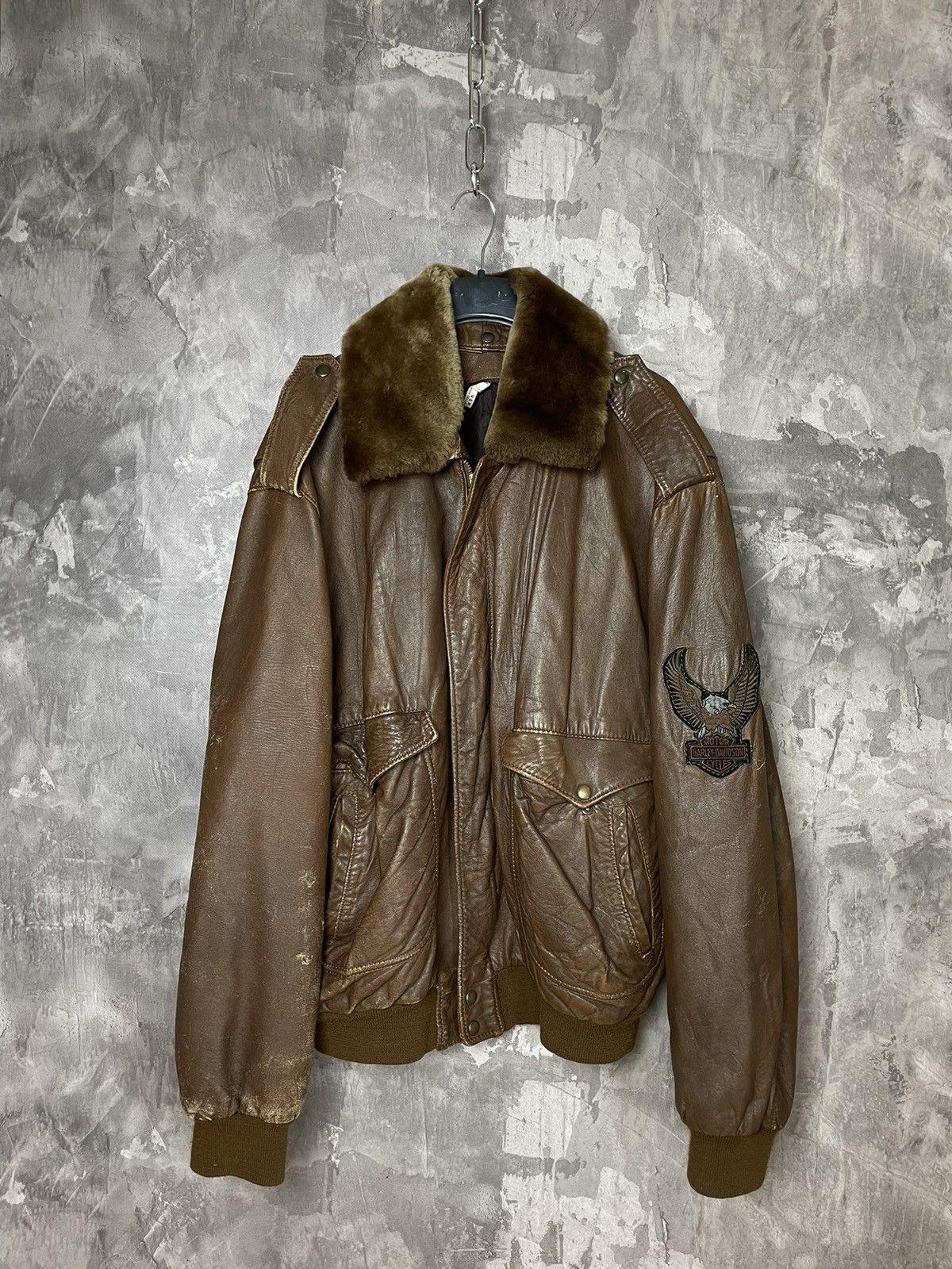 Harley Davidson Harley Davidson Vintage 90s Style Fur Leather Jacket Size US L / EU 52-54 / 3 - 2 Thumbnail