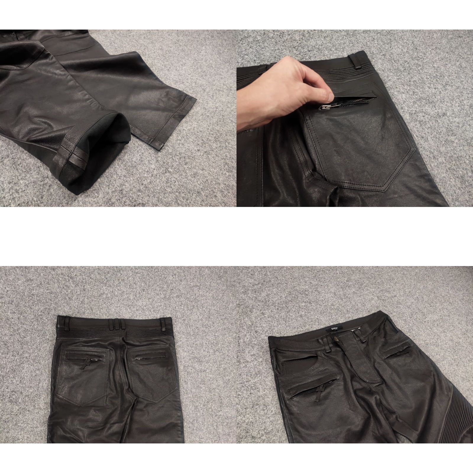 Balmain Gardeur Design Perfect men's Leather Pants Balmain Biker Style Straight Pants 32 Black Leather Size US 32 / EU 48 - 9 Thumbnail