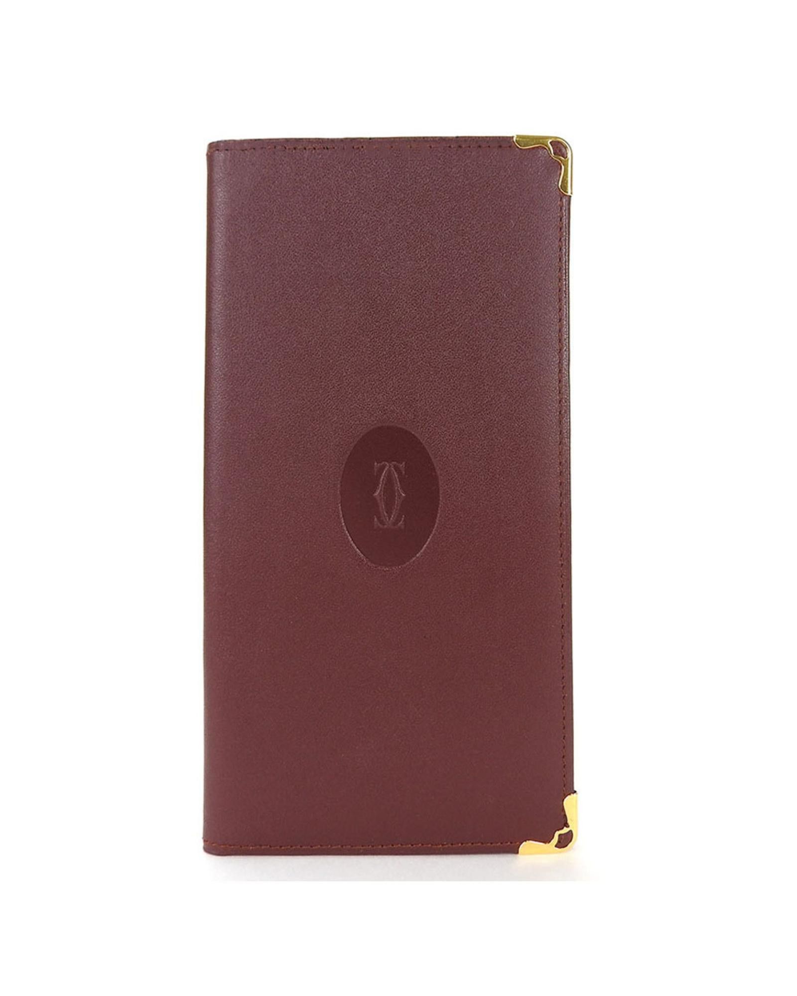 image of Cartier Luxurious Burgundy Leather Long Bill Wallet, Women's