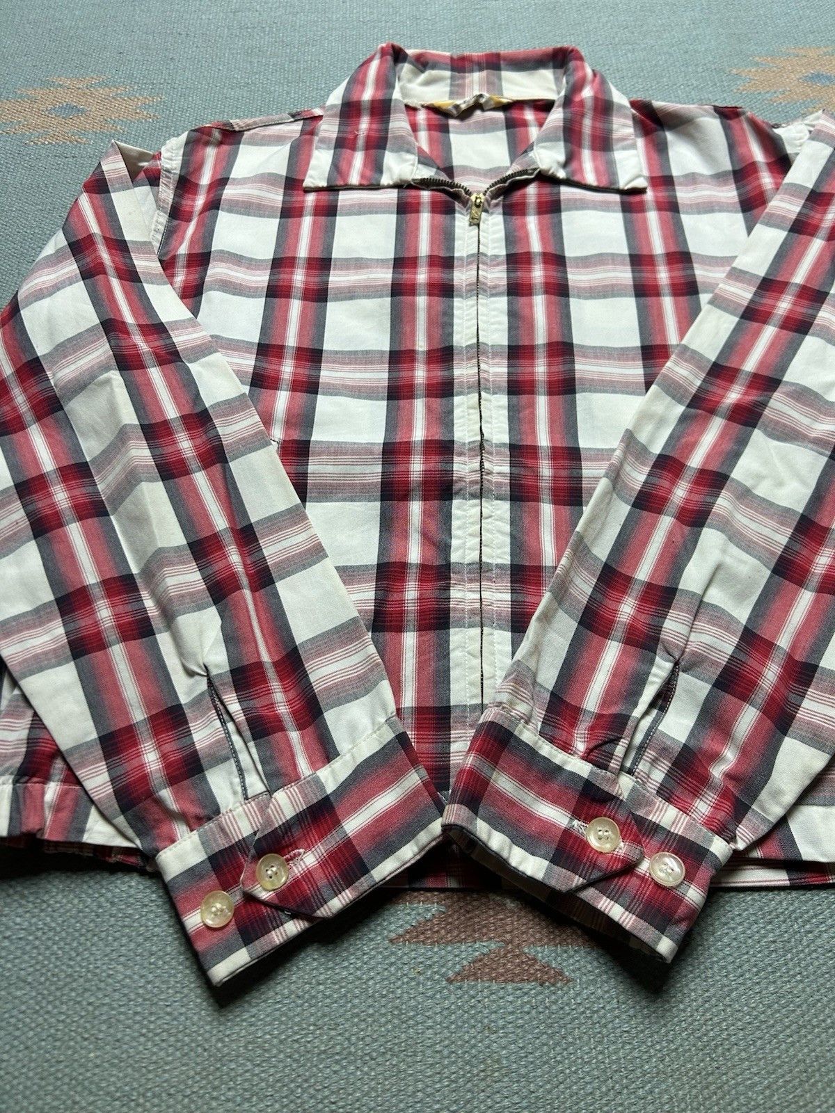 Vintage Vtg 50s Penney’s cotton jacket zip shadow plaid rockabilly L Size US L / EU 52-54 / 3 - 2 Thumbnail