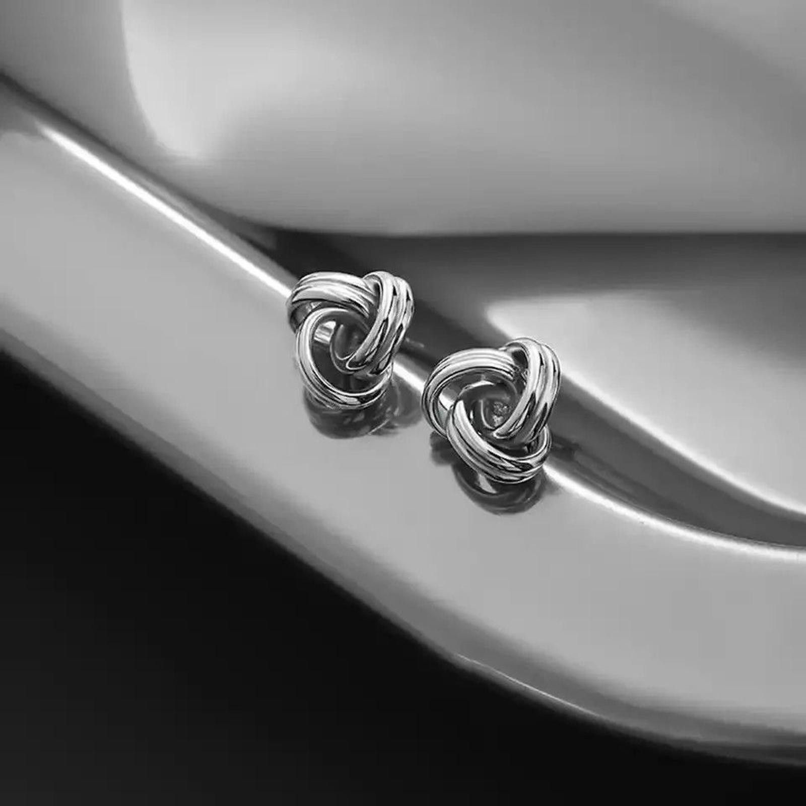 Jewelry Charm Punk Earrings for Men Three Ring Twisted Knot Stud Size ONE SIZE - 4 Thumbnail