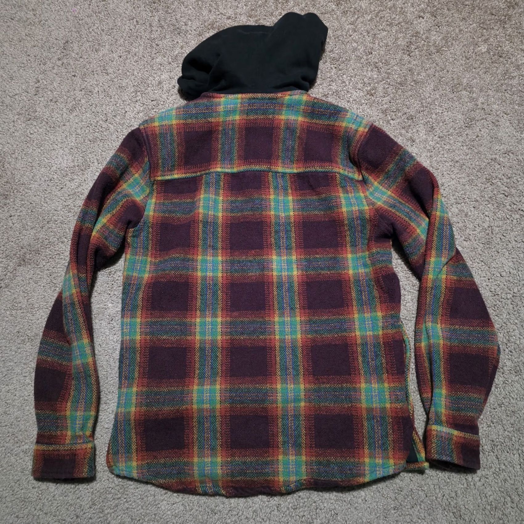 Topman Topman Thick Flannel Hooded Button Up Jacket Shacket Mens Small Multicolor Plaid Pattern Size US S / EU 44-46 / 1 - 6 Thumbnail