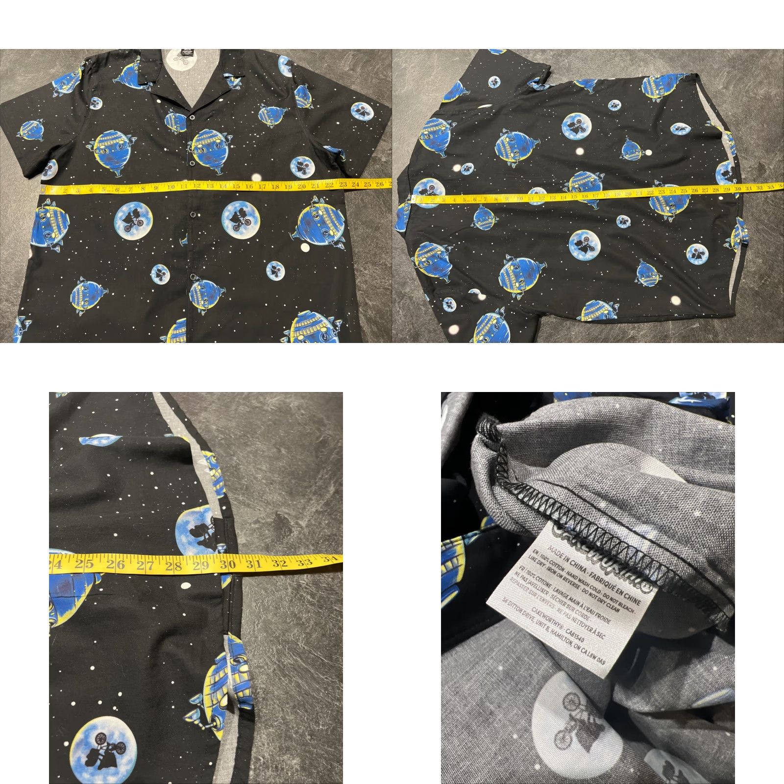 Vintage Cakeworthy E.T. Space Button-Up Shirt XL Black Men Short Sleeve Regular Size Size US XL / EU 56 / 4 - 8 Thumbnail