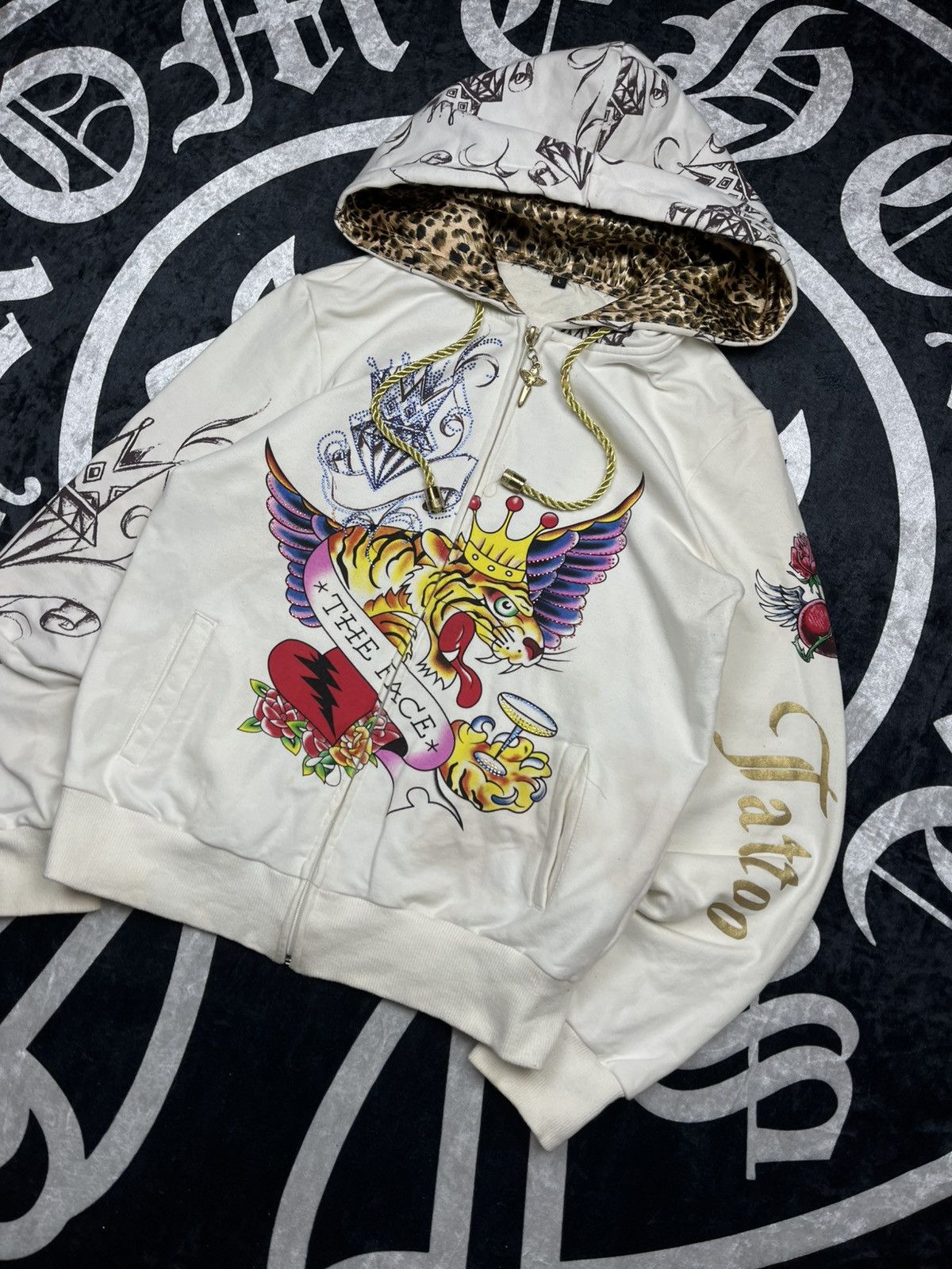 If Six Was Nine LGB IfSixWasNine Ed Hardy Style Leopard Fur Faux Zip Hoodie Size L / US 10 / IT 46 - 2 Thumbnail