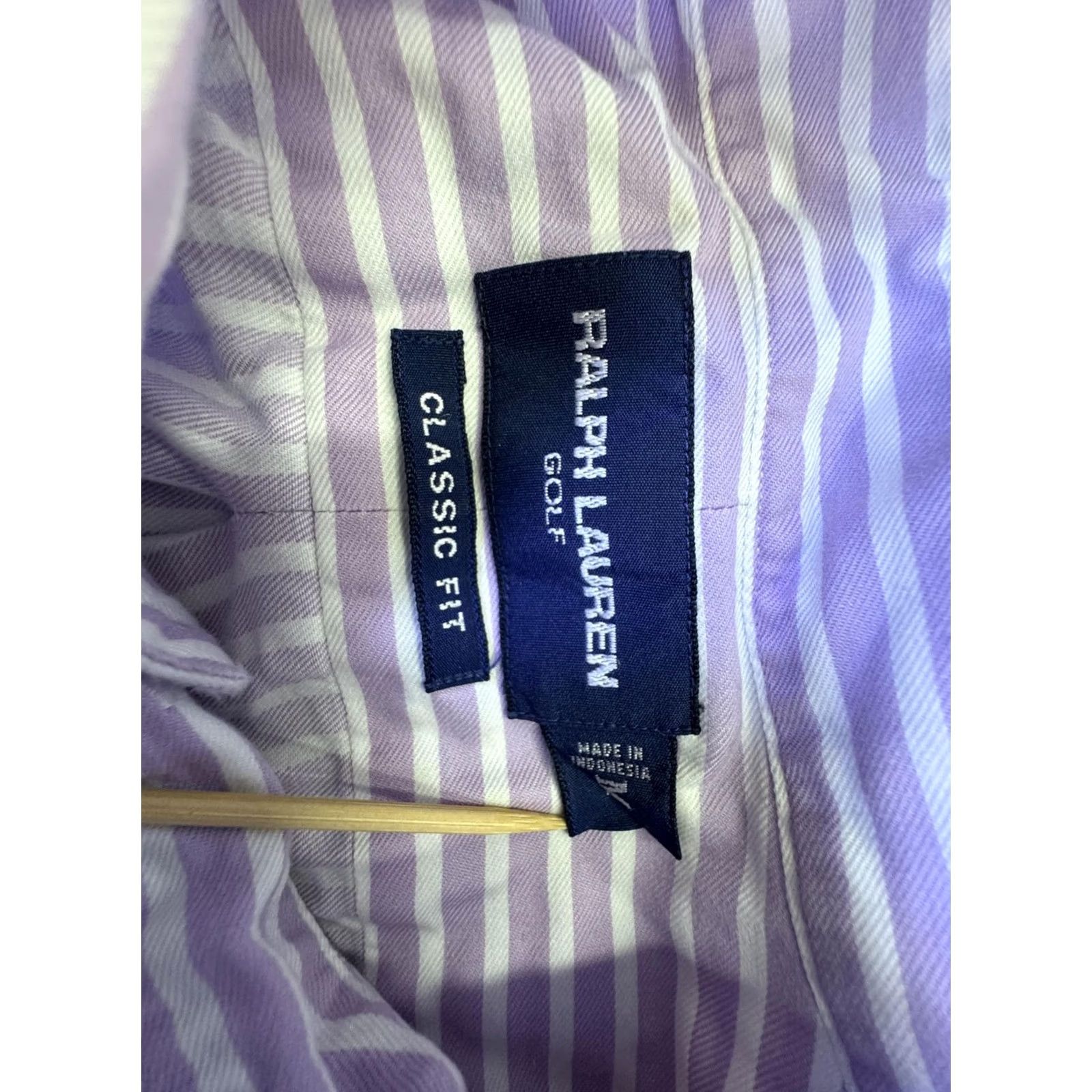 Ralph Lauren Ralph Lauren Golf Shirt Mens Medium Purple Stripe Button Down Long Sleeve Size US M / EU 48-50 / 2 - 5 Thumbnail