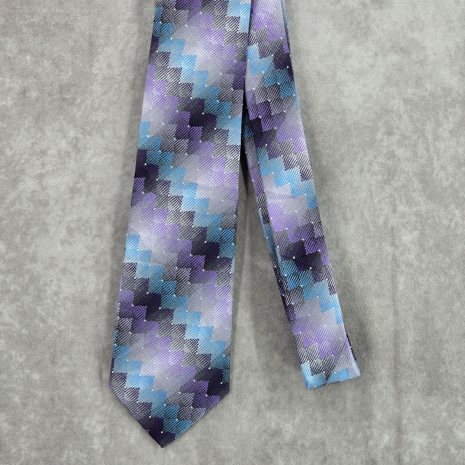Van Heusen Van Heusen Purple Gray Blue Geometric Polyester Neck Tie Size 30 - 2 Thumbnail
