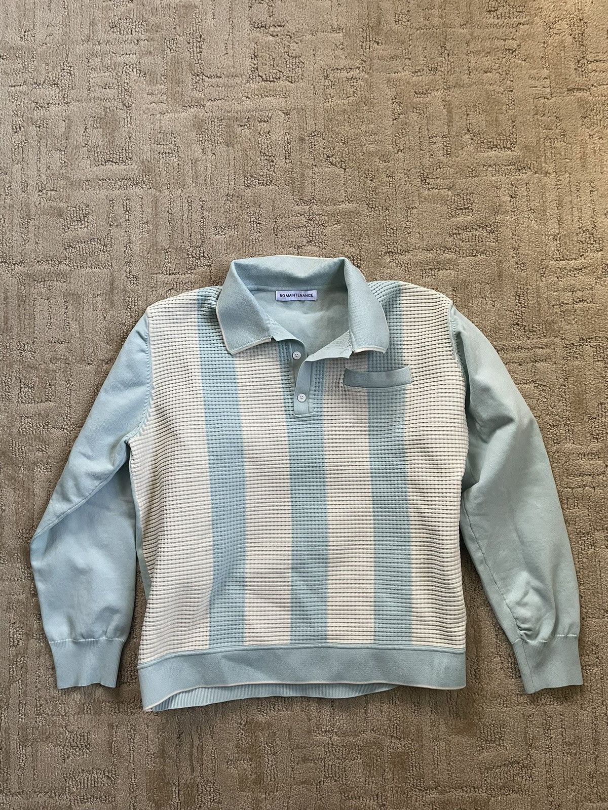 No Maintenance Blue & White striped polo/jumper