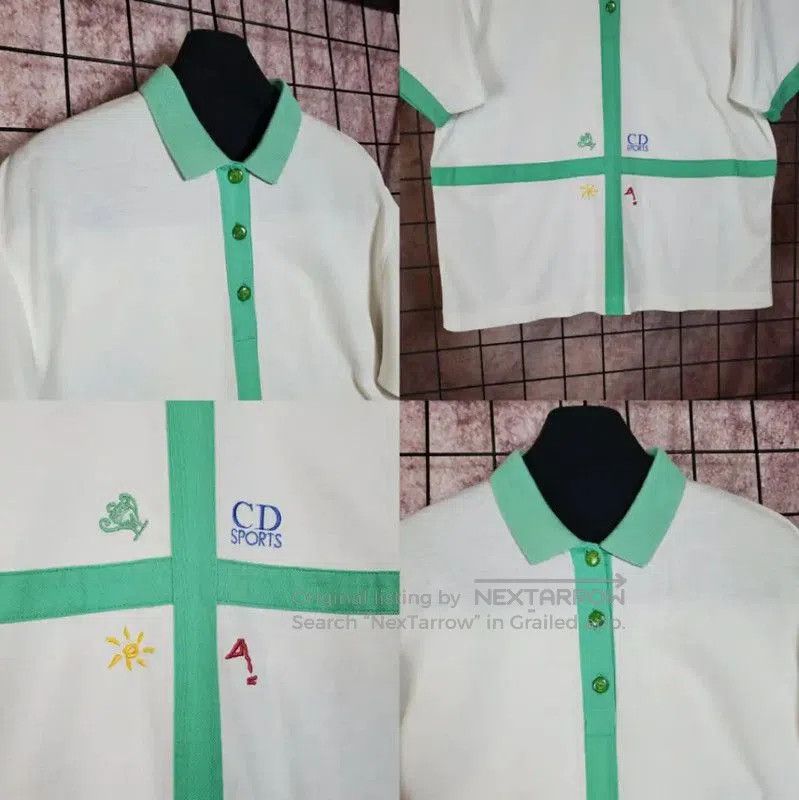 Dior Dior White Cotton Men's Polo with Green Accents . Size US M / EU 48-50 / 2 - 3 Thumbnail