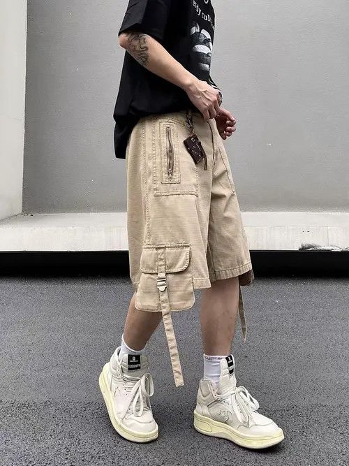 Japanese Brand Asahi Retro Hip Hop Multi-Pocket Loose Casual Shorts Size US 32 / EU 48 - 8 Thumbnail