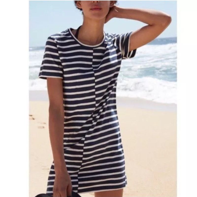 Everlane Everlane The Beach Tee Striped T-Shirt Mini Dress L Mini Size L / US 10 / IT 46 - 1 Thumbnail