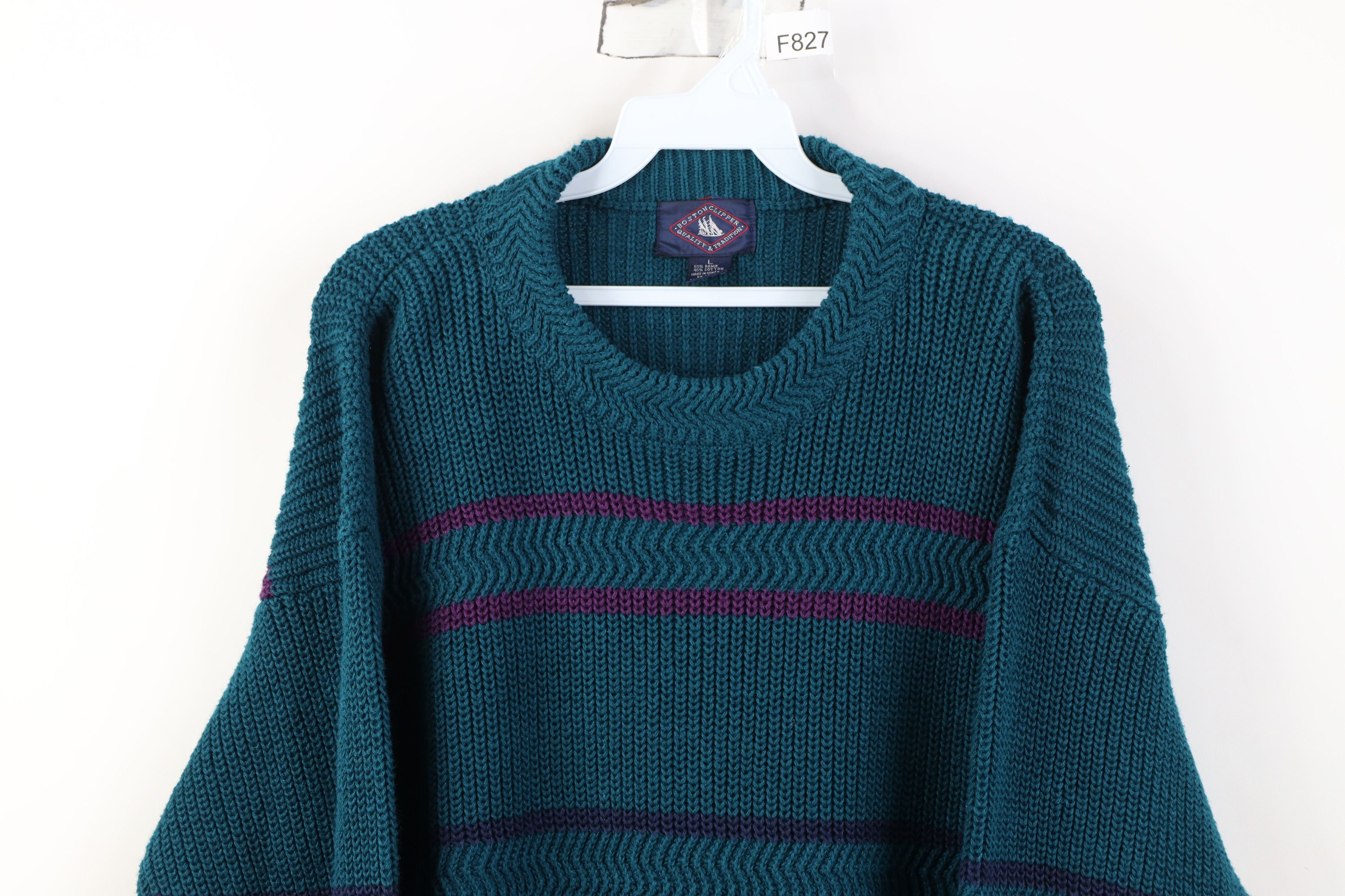 Vintage Vintage 90s Streetwear Chunky Ribbed Knit Crewneck Sweater Size US L / EU 52-54 / 3 - 2 Thumbnail