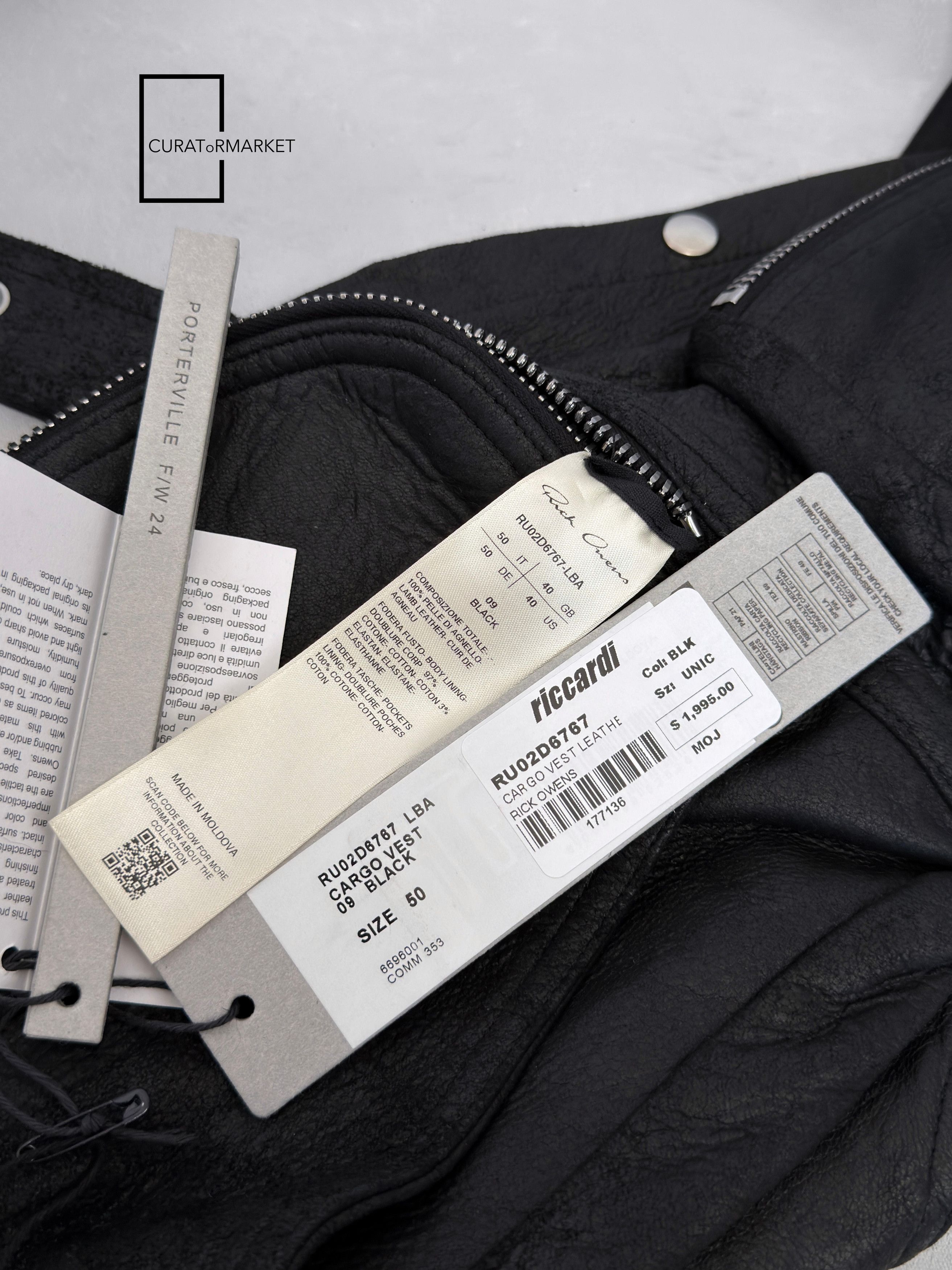 Rick Owens EU50 Zip Blistered Lamb Leather Cargo Vest FW24 Porterville Size US M / EU 48-50 / 2 - 13 Thumbnail
