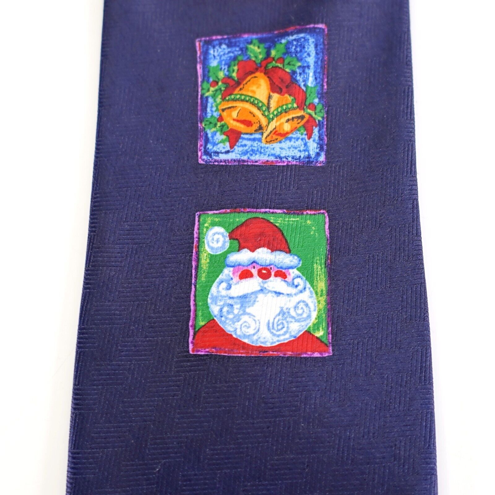 Vintage Unbranded Christmas Woven Blue Santa Snowmant Woven Polyeste Size ONE SIZE - 2 Thumbnail