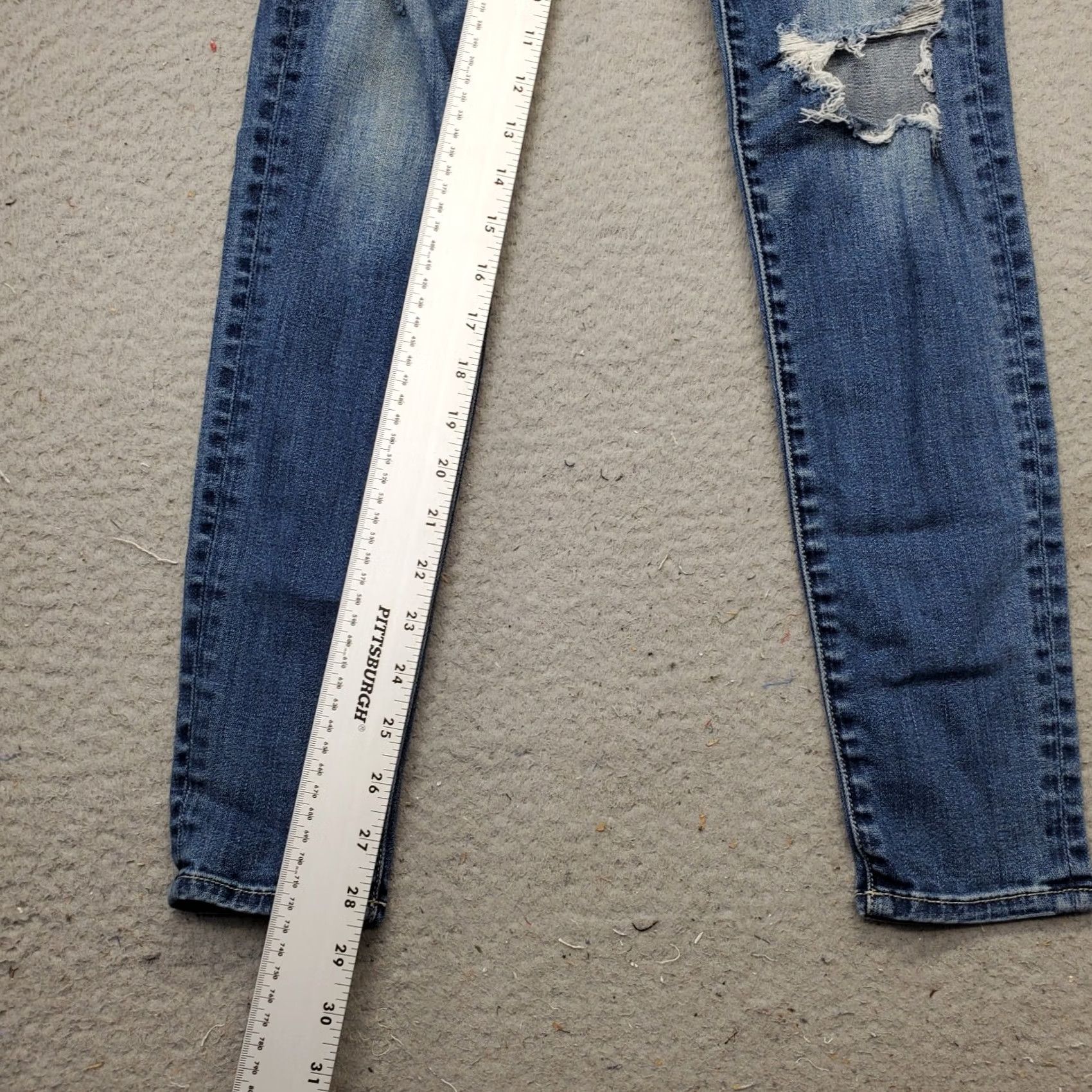American Eagle Outfitters American Eagle Outfitters Jegging Jeans Womens 4 Blue Denim Cotton Stretch High-Rise Ripped Jeans Size 27" / US 4 / IT 40 - 4 Thumbnail
