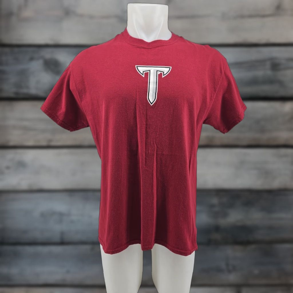 Gildan Troy University Trojans Red T Shirt Size Large Mens Simple Script Tee Short Sleeve Cotton Size US L / EU 52-54 / 3 - 1 Thumbnail
