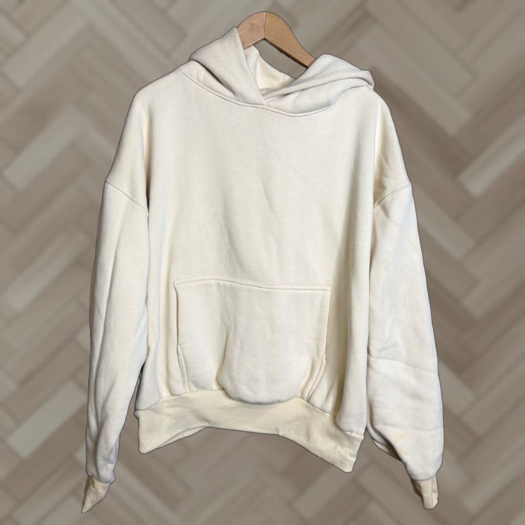 Vintage Humane Blanks Hoodie Men Large XL Beige Heavyweight Pullover Knit Cotton Fleece Winter Fall City Classic Outdoor || Size US XL / EU 56 / 4 - 1 Thumbnail