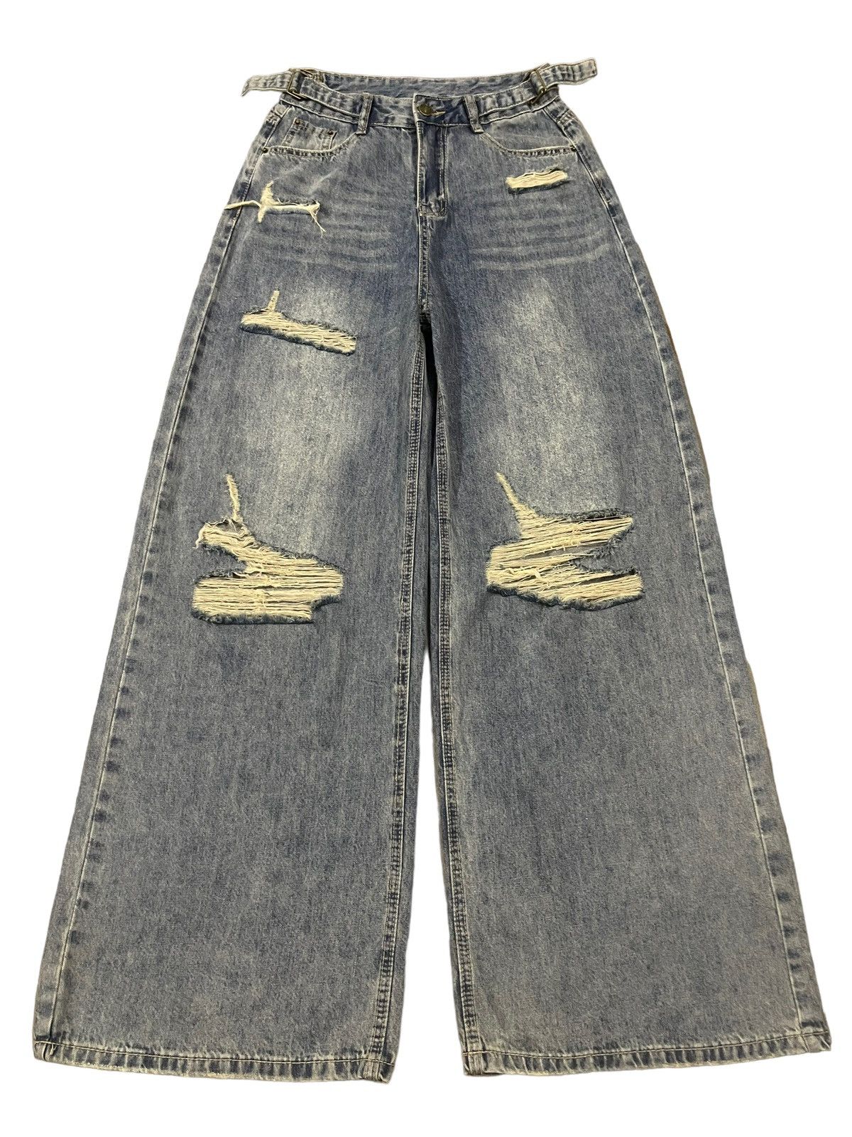 Japanese Brand Vintage Japanese Brand Adjustable Waist Distress Baggy Jeans Size 26" / US 2 / IT 38 - 1 Thumbnail