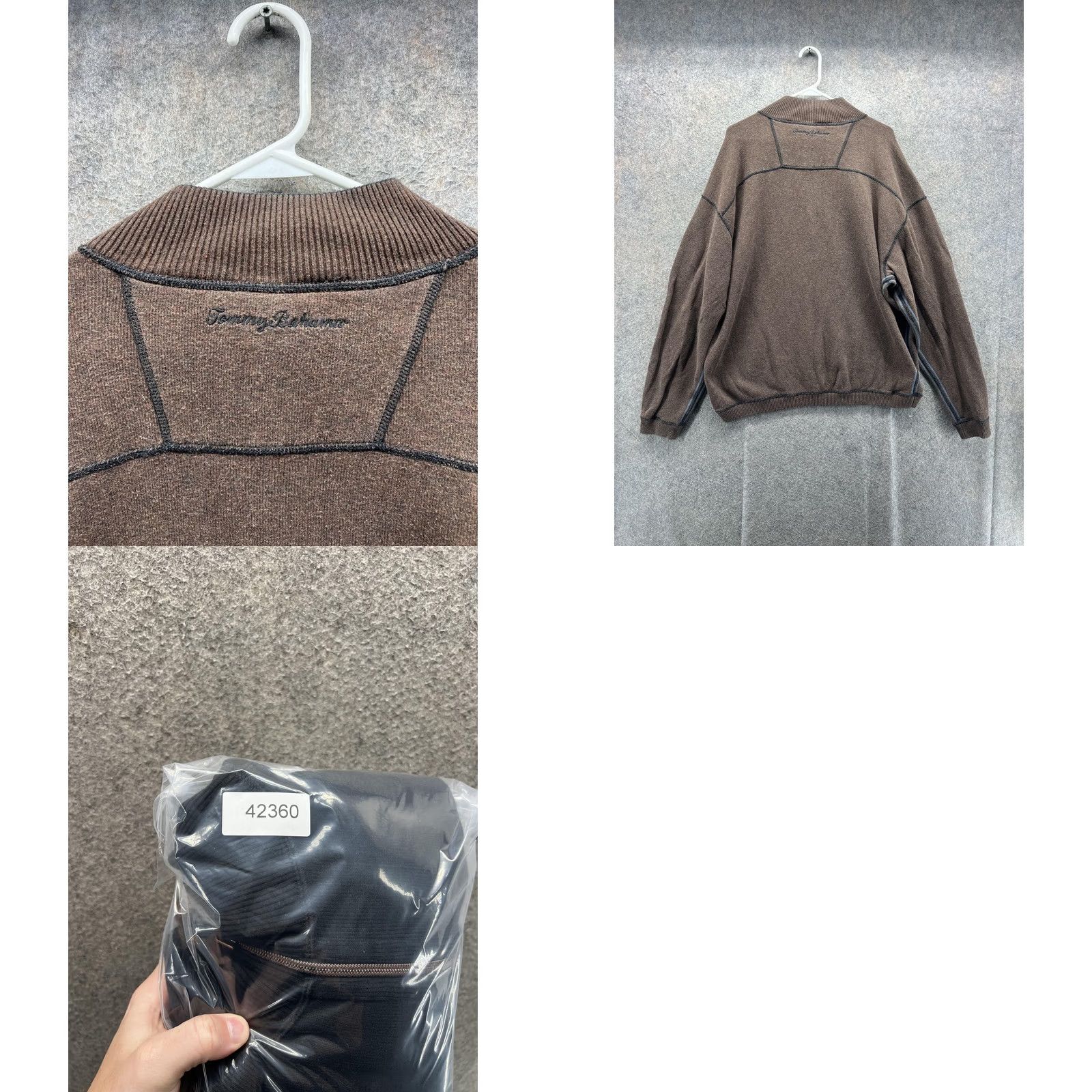 Tommy Bahama Tommy Bahama Sweater Mens XL Brown Black 1/4 Zip Reversible Knit Pullover Size US XL / EU 56 / 4 - 8 Thumbnail