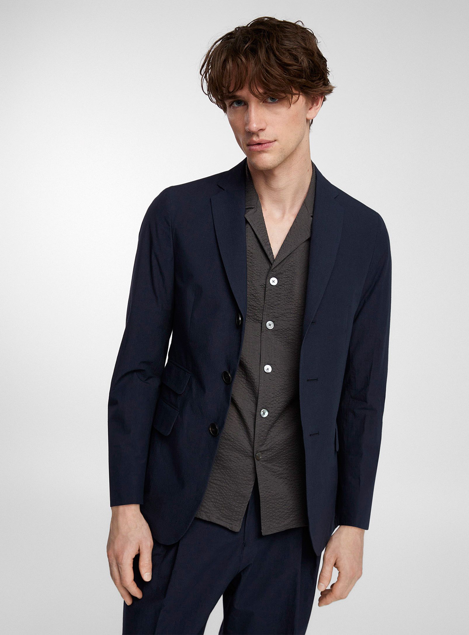 Other BNWT SS24 ECOLE DE PENSEE NAVY POPLIN JACKET 48 Size US M / EU 48-50 / 2 - 1 Thumbnail