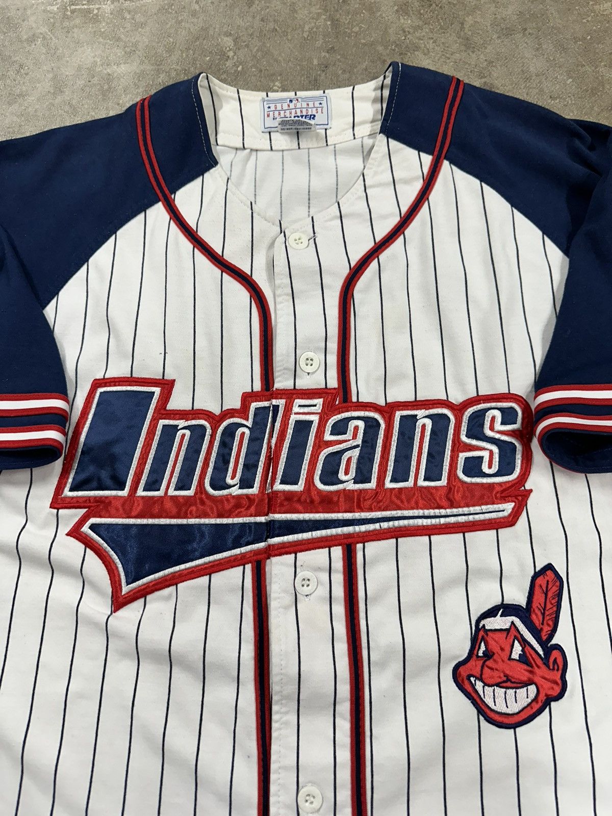 Starter Vintage 90s Starter Cleveland Indians Pinstripe MLB Jersey Size US L / EU 52-54 / 3 - 4 Thumbnail