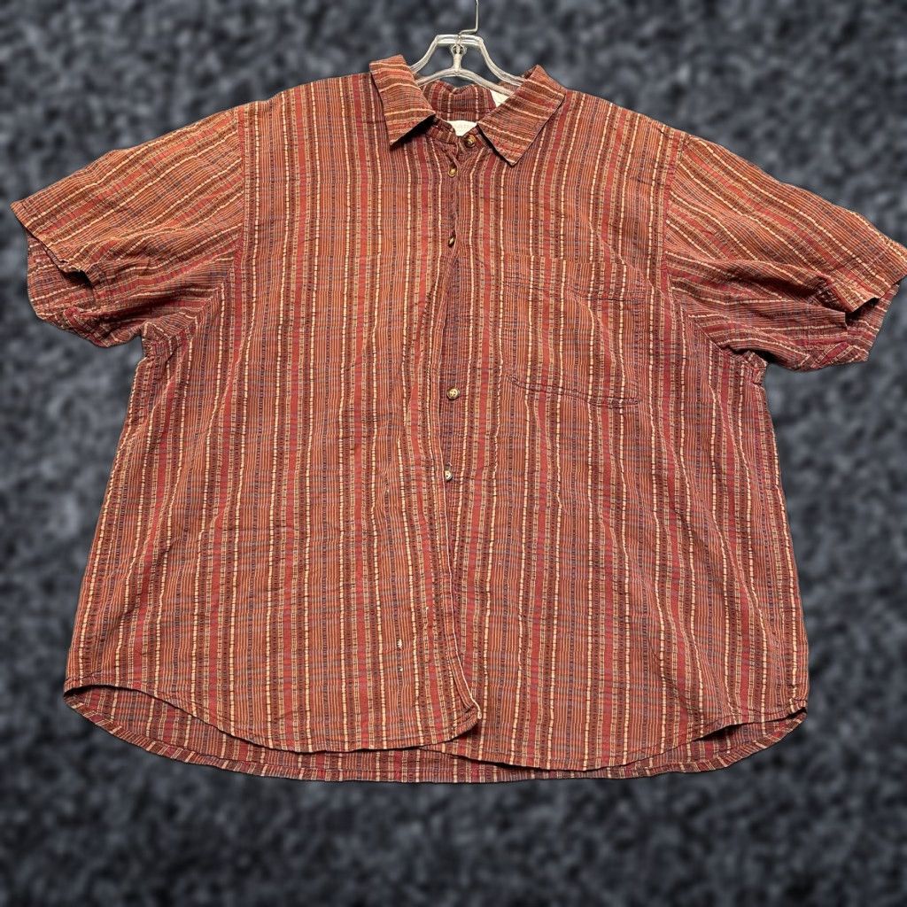 Vintage Elisabeth by Liz Claiborne Shirt Women 18 Brown Striped Cotton Button Up Size XXL / US 16-18 / IT 52-54 - 1 Thumbnail