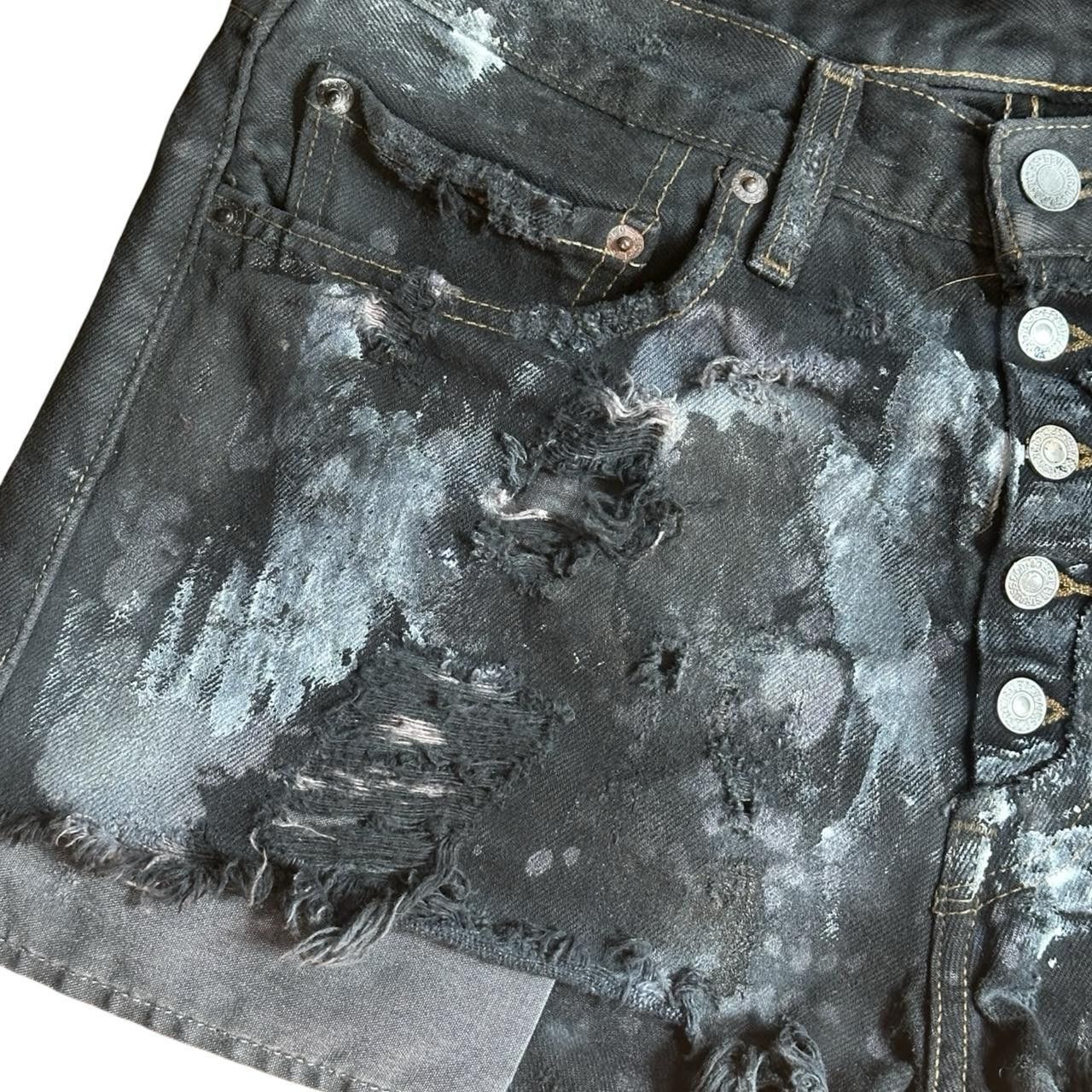 Levi's ASTROBOI* x Levi's Ripped Black Denim Painted Shorts - 29" Size 29" - 2 Thumbnail