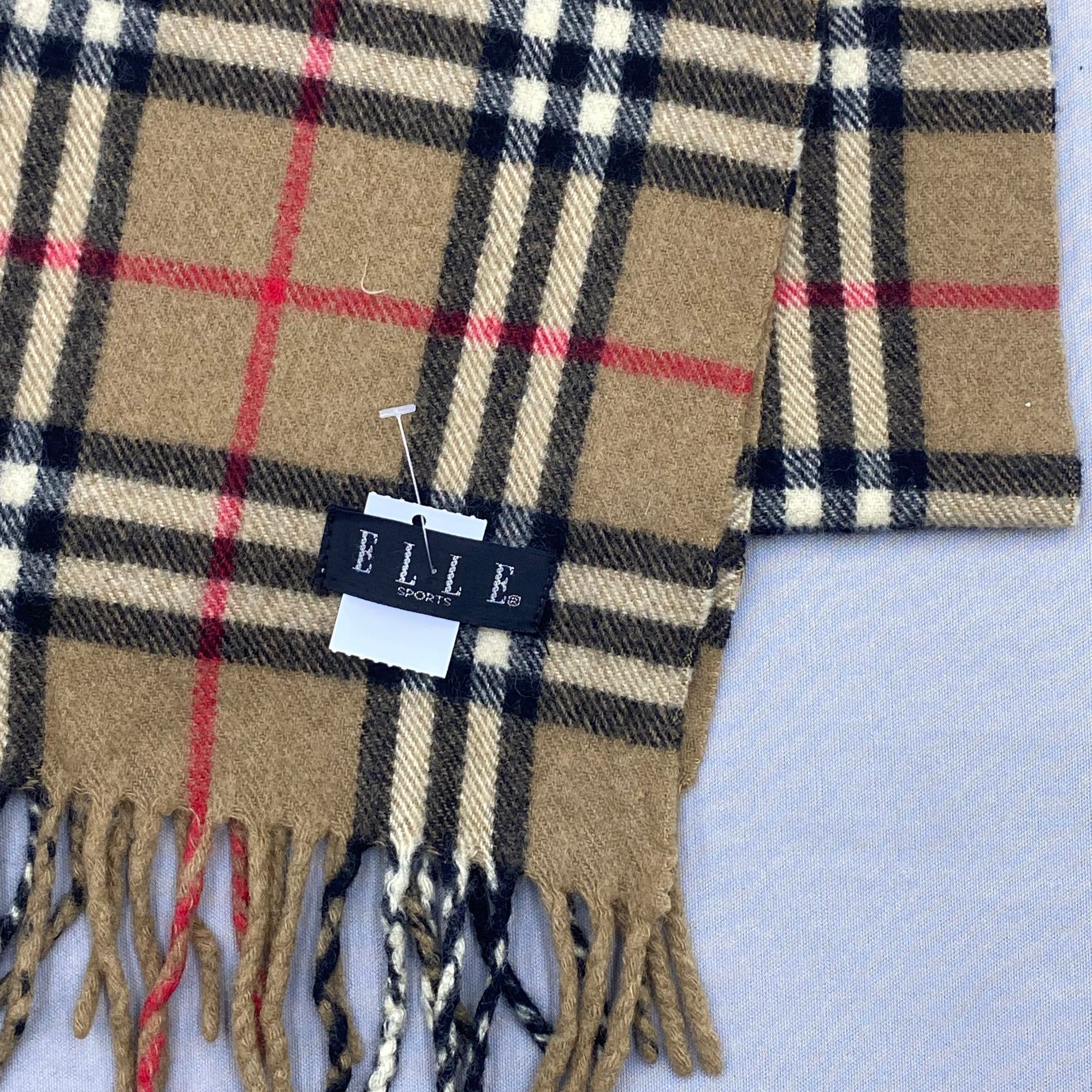 Japanese Brand Vintage Elle Scarf Muffler Wool Nova Check Plaid Scarves Size ONE SIZE - 4 Thumbnail