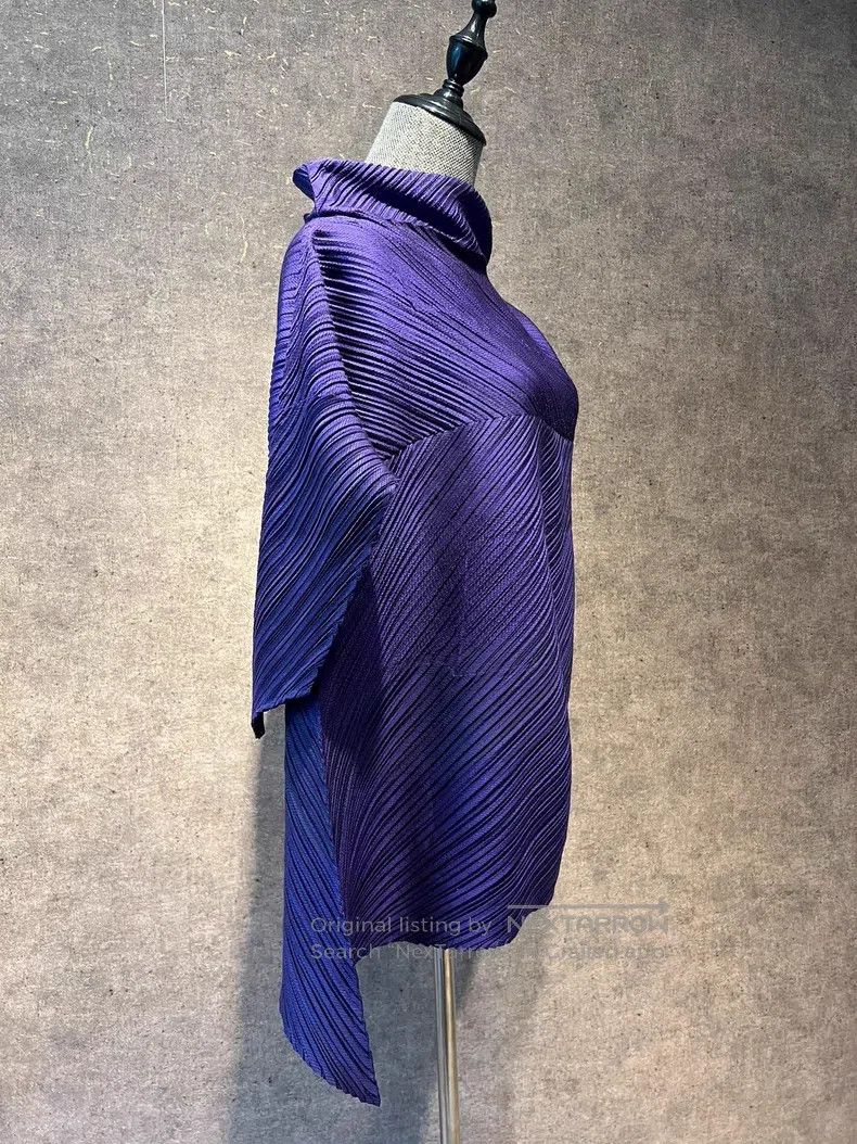 Issey Miyake Issey Miyake Purple Pleated Long Sleeve Pullover Size M / US 6-8 / IT 42-44 - 6 Thumbnail
