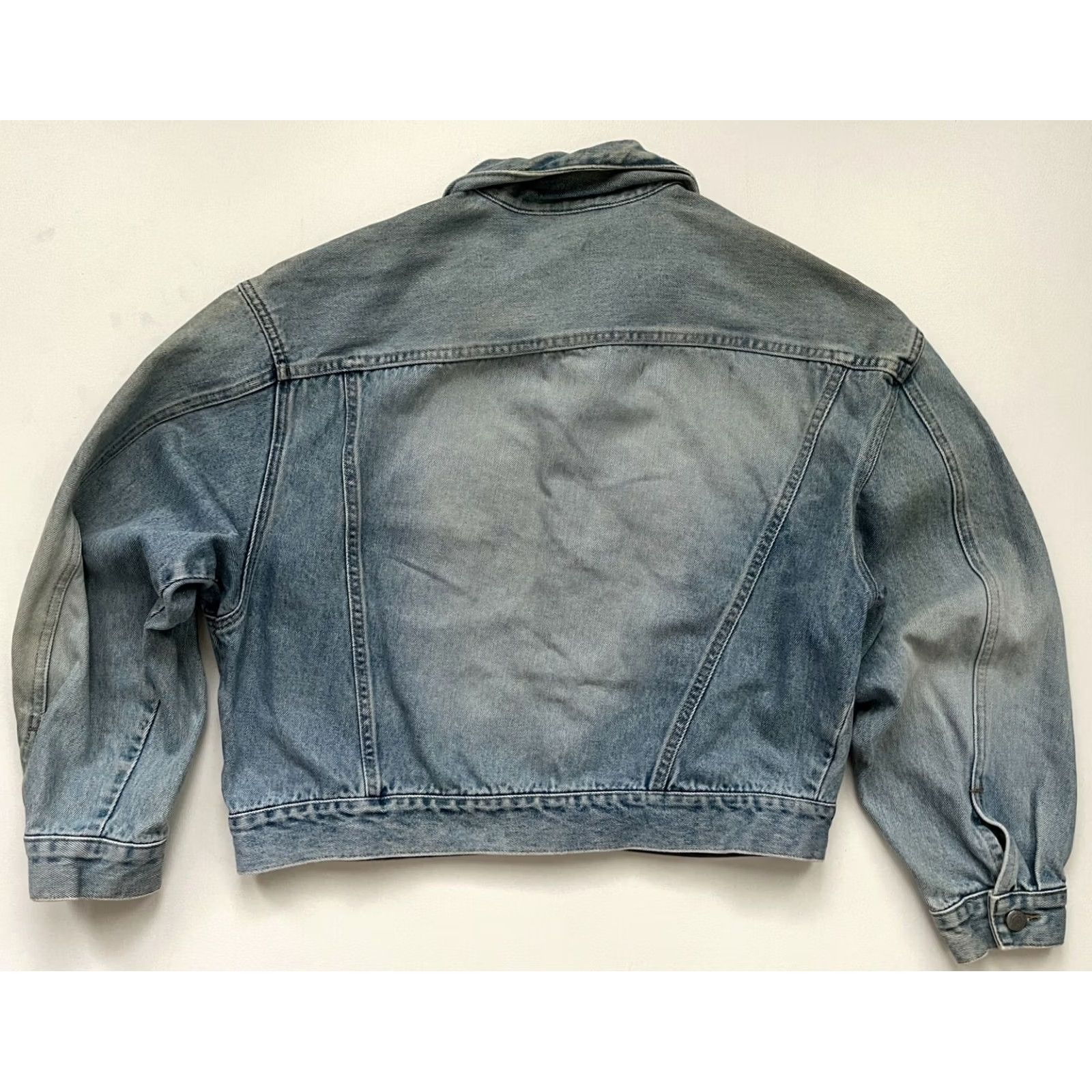 Guess VINTAGE GUESS Denim Trucker Jacket Women’s L Blue 90s Made in USA Button Collared Short Sleeve 100% Cotton Size 36" / US 14 / IT 50 - 3 Thumbnail
