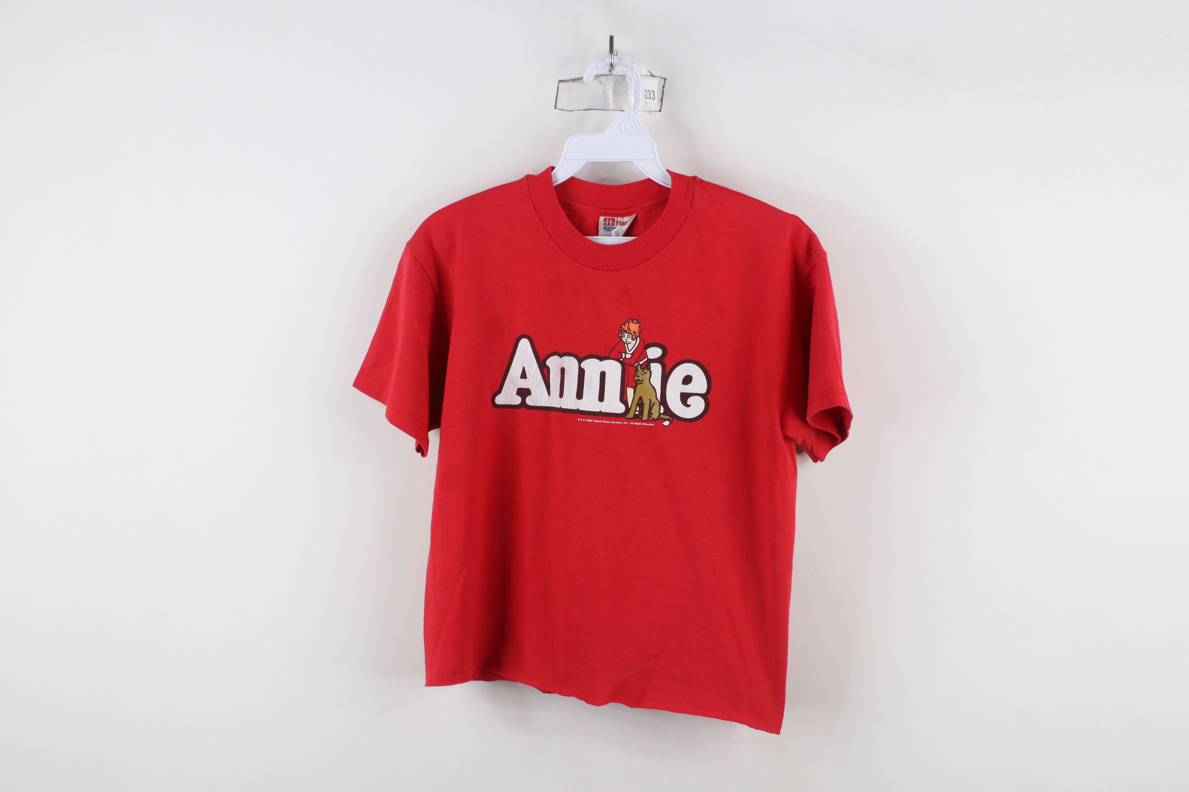 Vintage Vintage 90s Spell Out Annie Musical Play Cropped T-Shirt Red Size S / US 4 / IT 40 - 1 Thumbnail