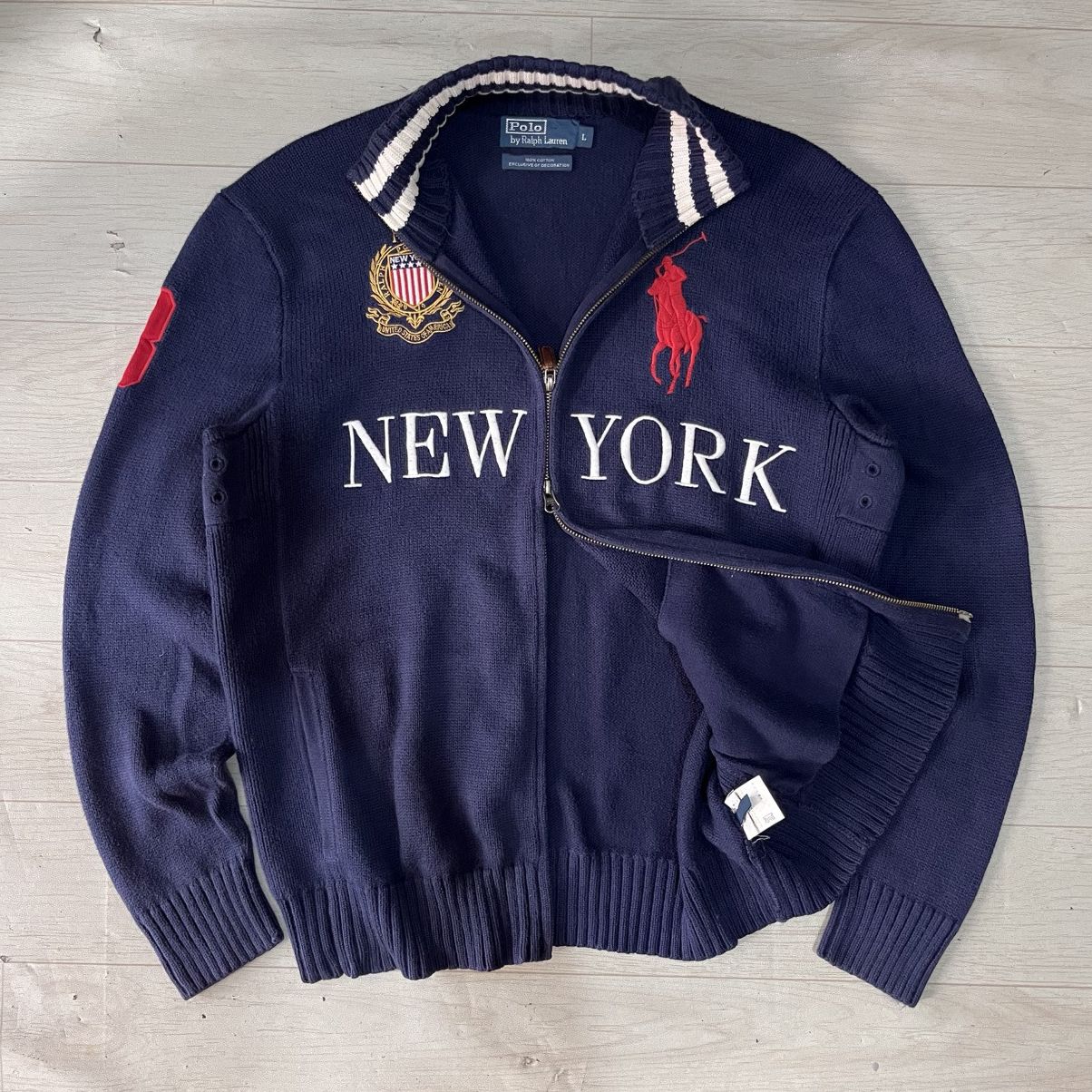 Polo Ralph Lauren Vintage Polo Ralph Lauren New York knit zipper Size US L / EU 52-54 / 3 - 3 Thumbnail