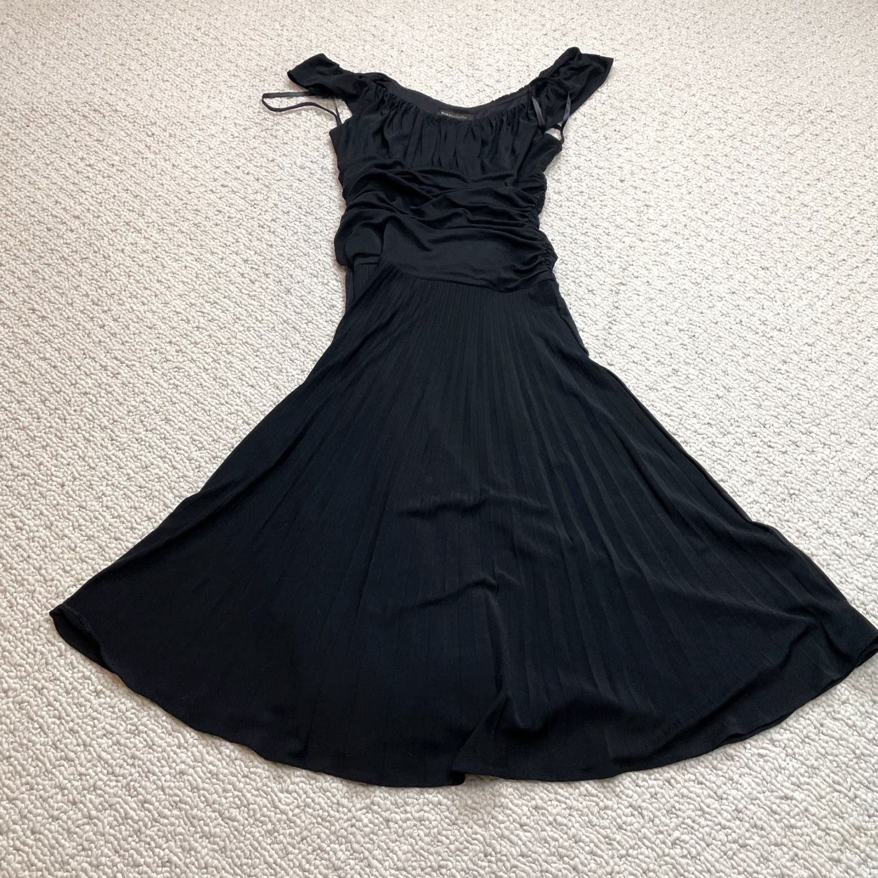 Bcbgmaxazria VINTAGE BCBGMAXAZRIA Dress Womens Small Sleeveless Black Acetate Midi Stretch Size S / US 4 / IT 40 - 2 Thumbnail