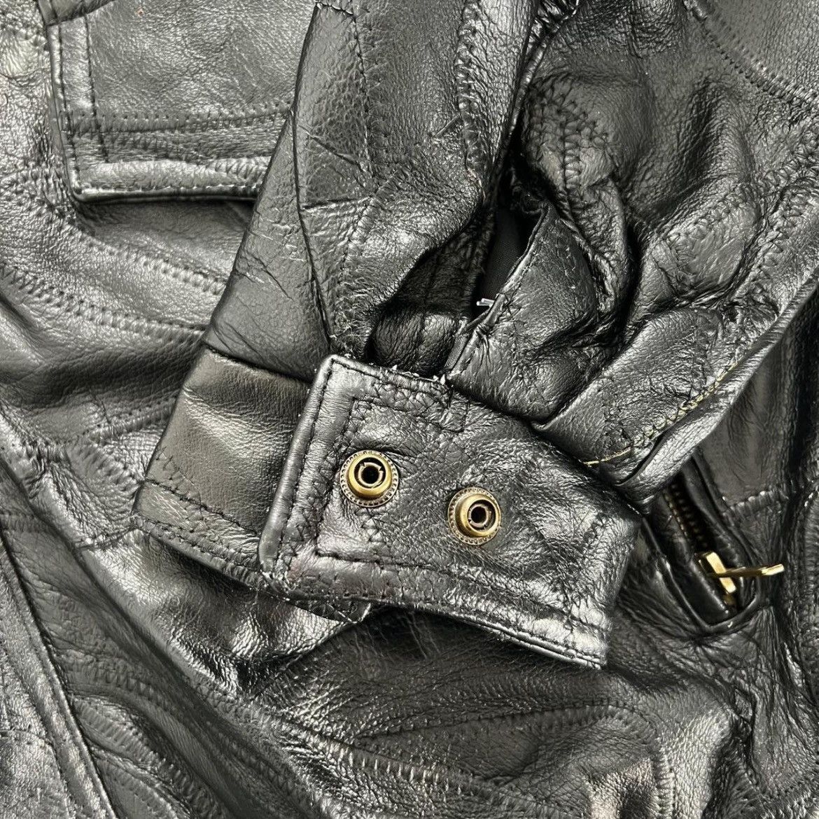 Vintage Vintage 90s Leather Patchwork Jacket – Men’s XL Size US XL / EU 56 / 4 - 3 Thumbnail