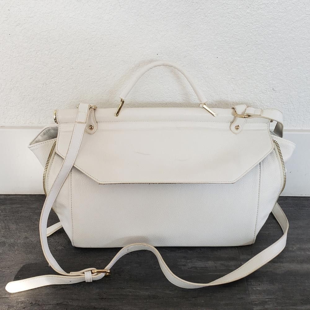 Forever 21 White Gold F21 Classic Satchel Bag Size ONE SIZE - 1 Thumbnail